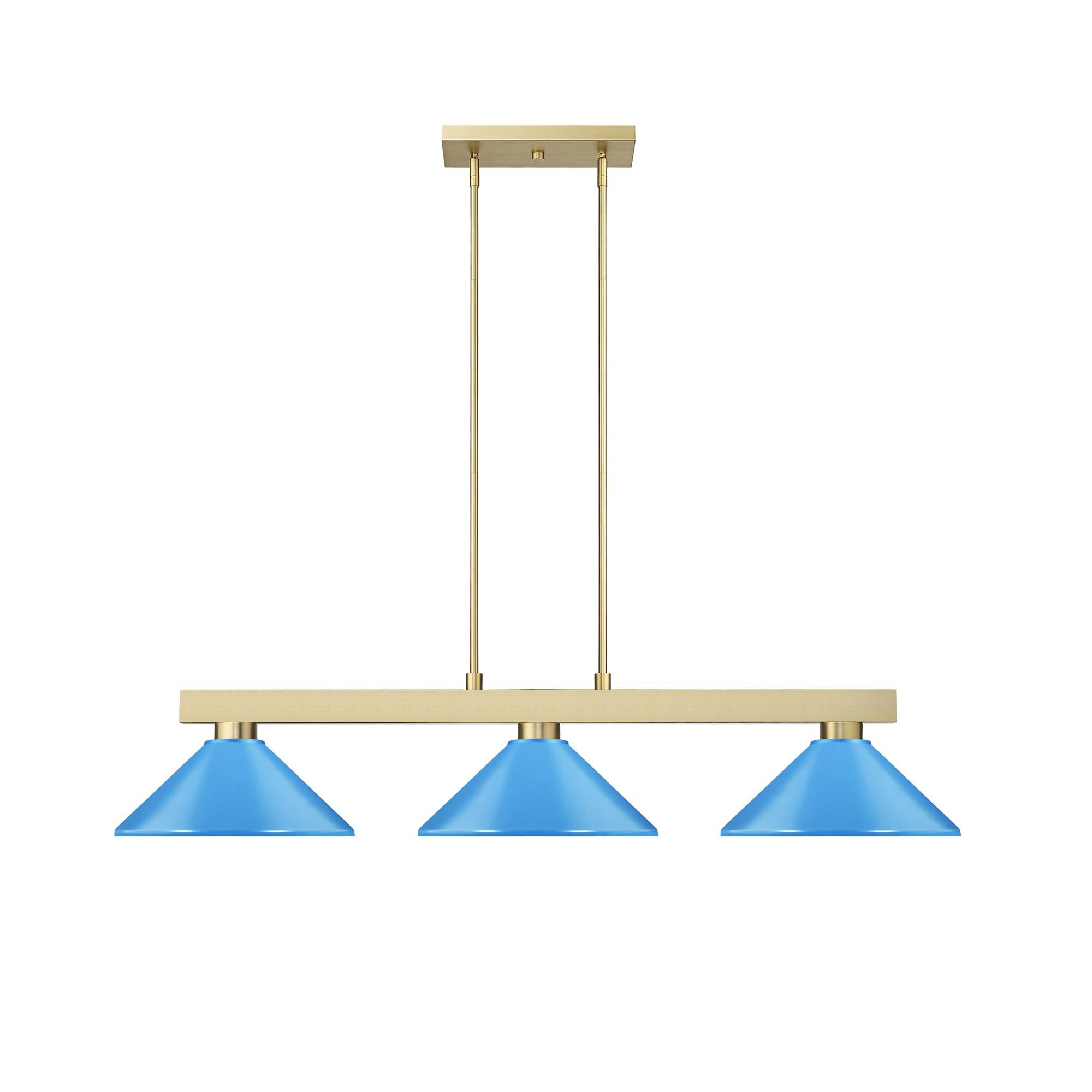 Shown in Modern Gold finish and Electric Blue glass and Electric Blue shade