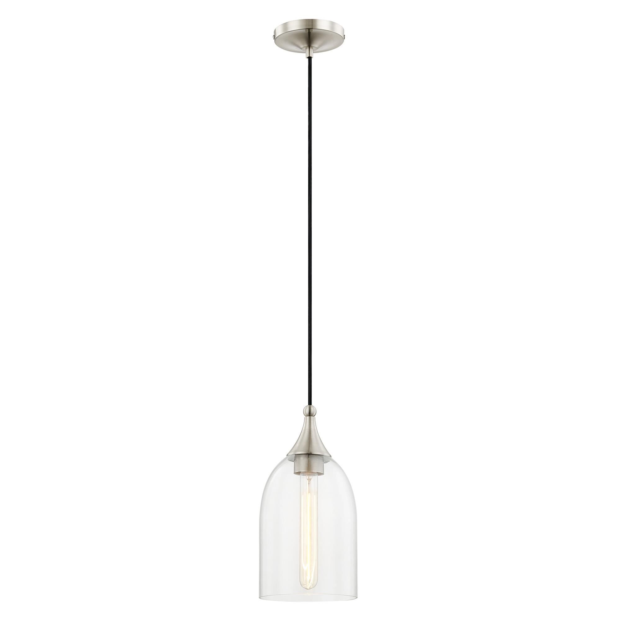 Shown in Brushed Nickel finish and Clear glass