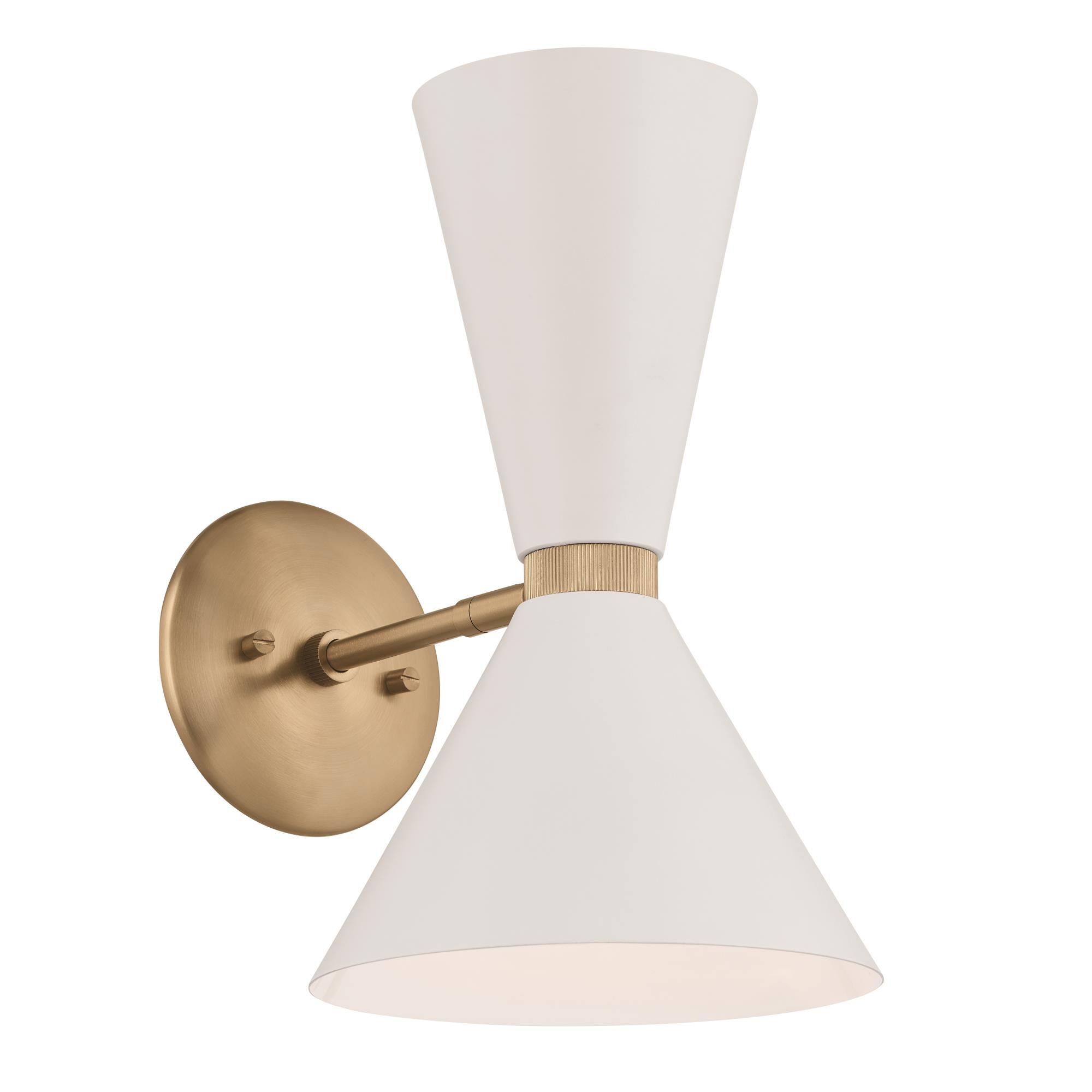 Shown in Champagne Bronze with White finish and Metal and Cone shade