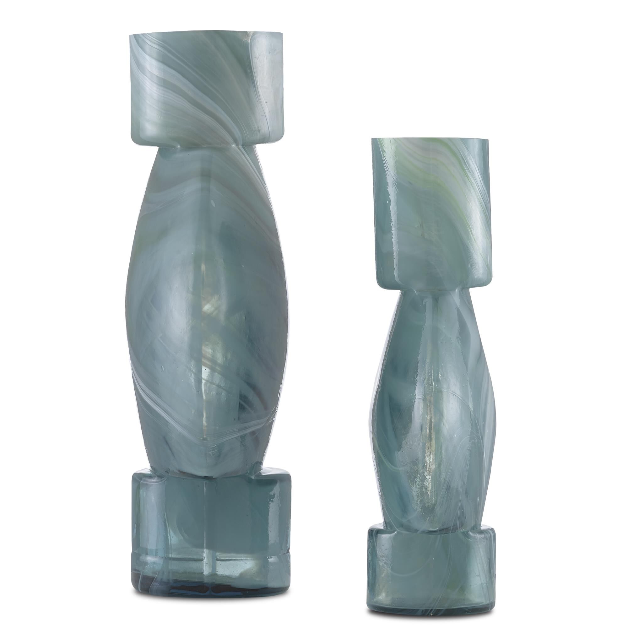 Lollipop Turquoise Glass Vases Set of 2 Vase-Urn by Currey and Company