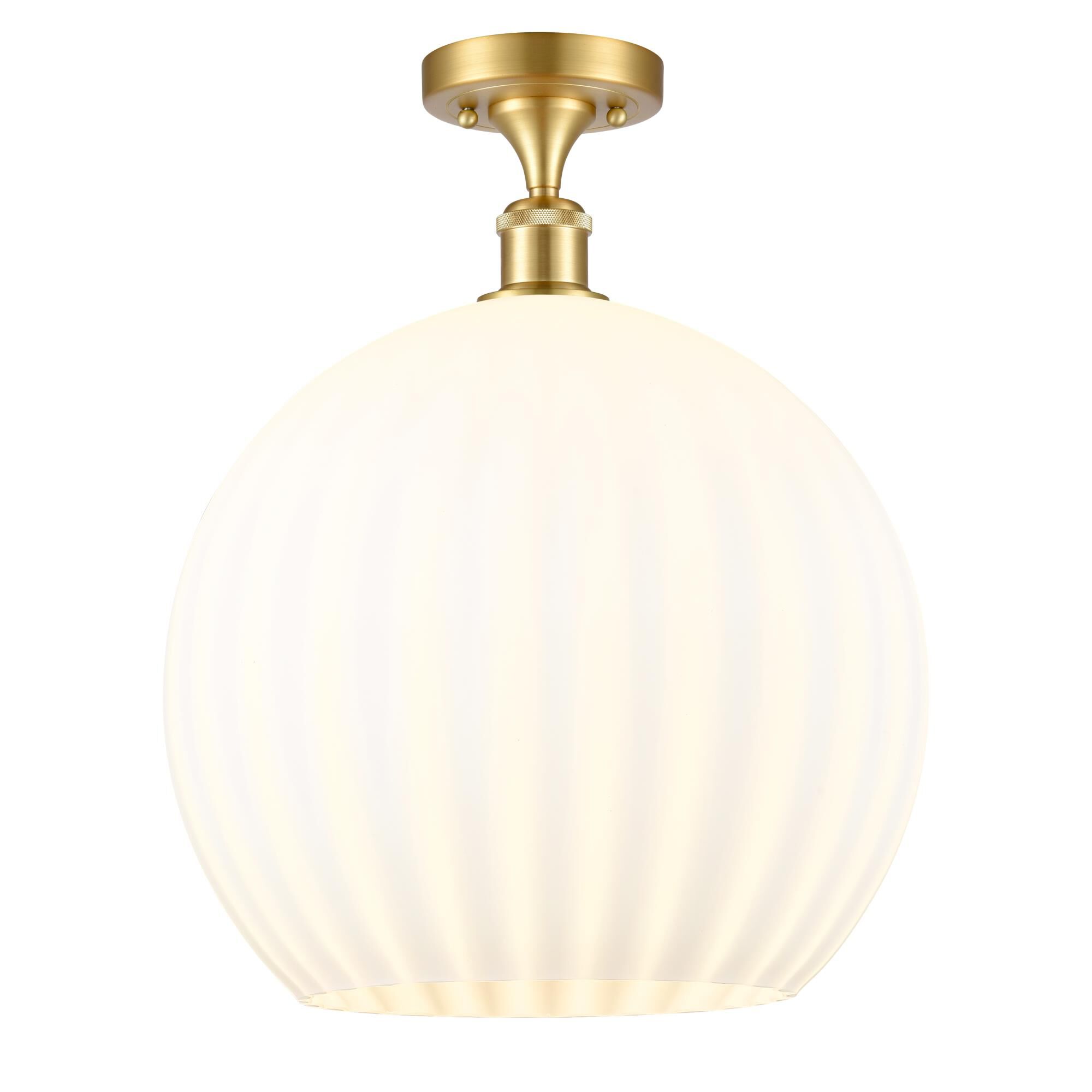 Shown in Satin Gold finish and White Venetian glass