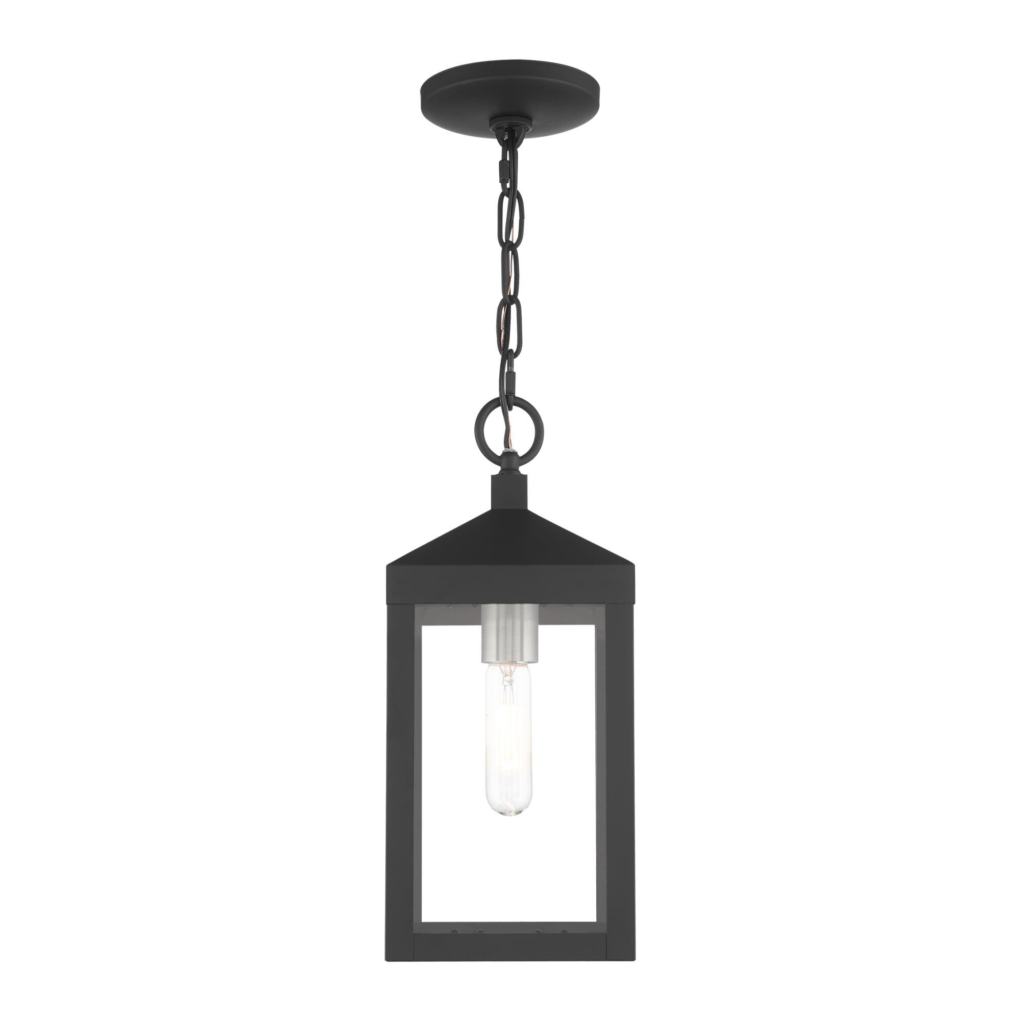 Shown in Black With Brushed Nickel Cluster finish and Clear glass and Clear Glass shade