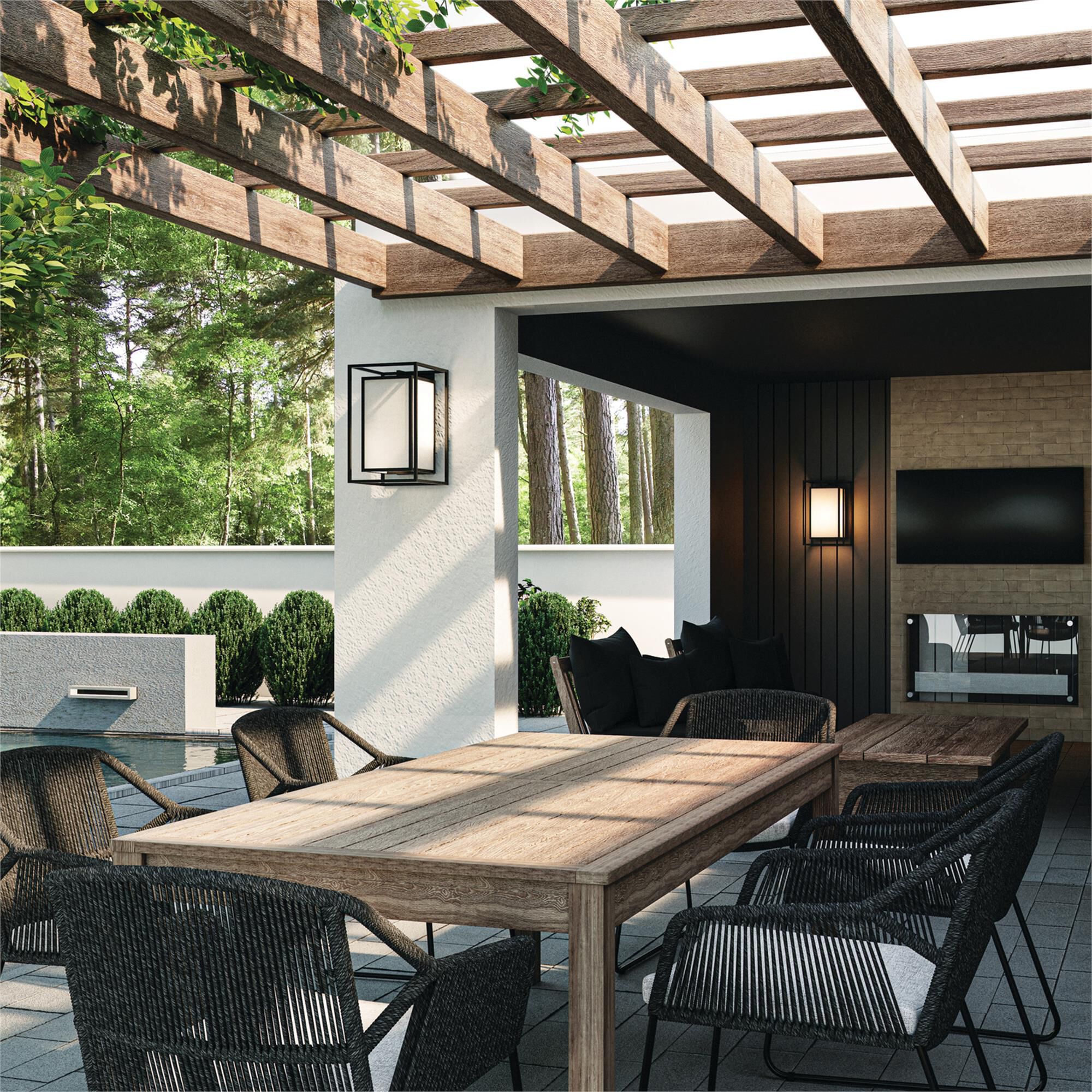 Shown in Black finish and Soft White glass
