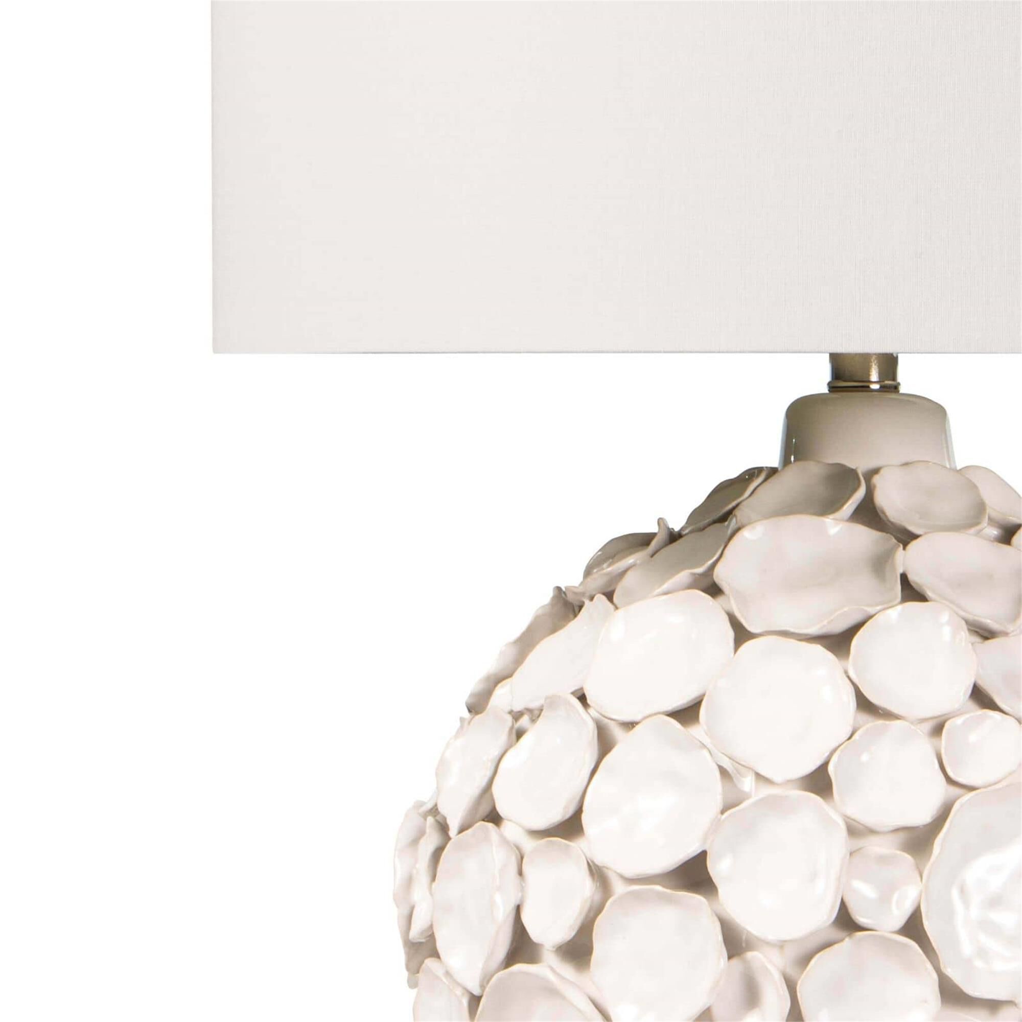 Shown in White finish and Linen shade