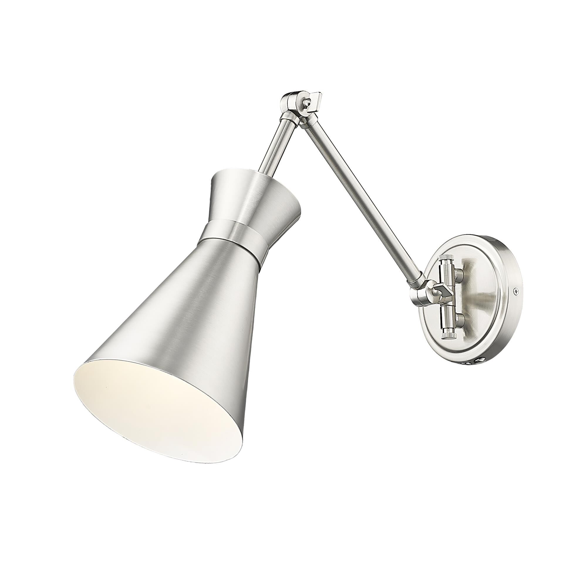 Shown in Brushed Nickel finish and Brushed Nickel glass and Brushed Nickel shade