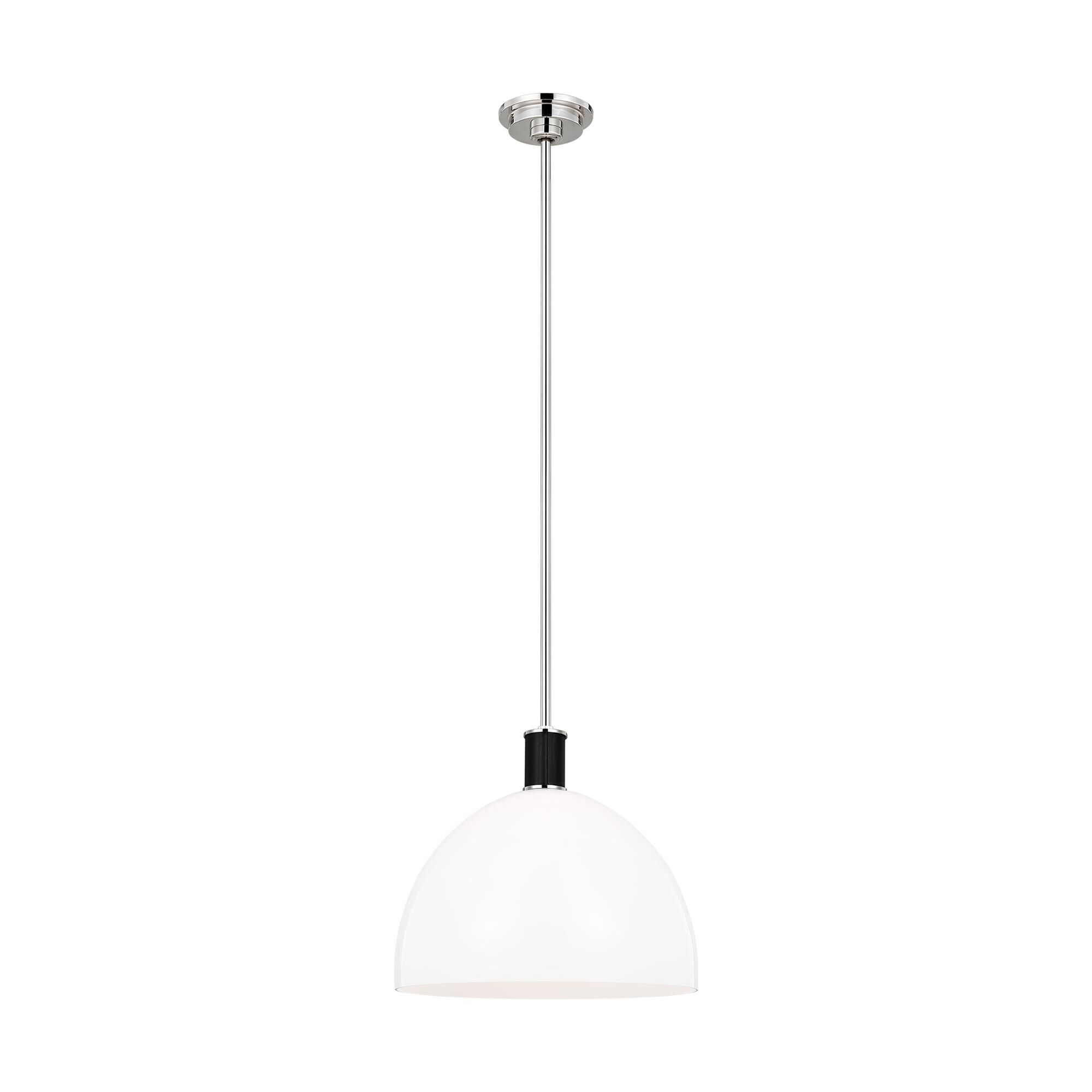 Shown in Polished Nickel finish and Milk White glass