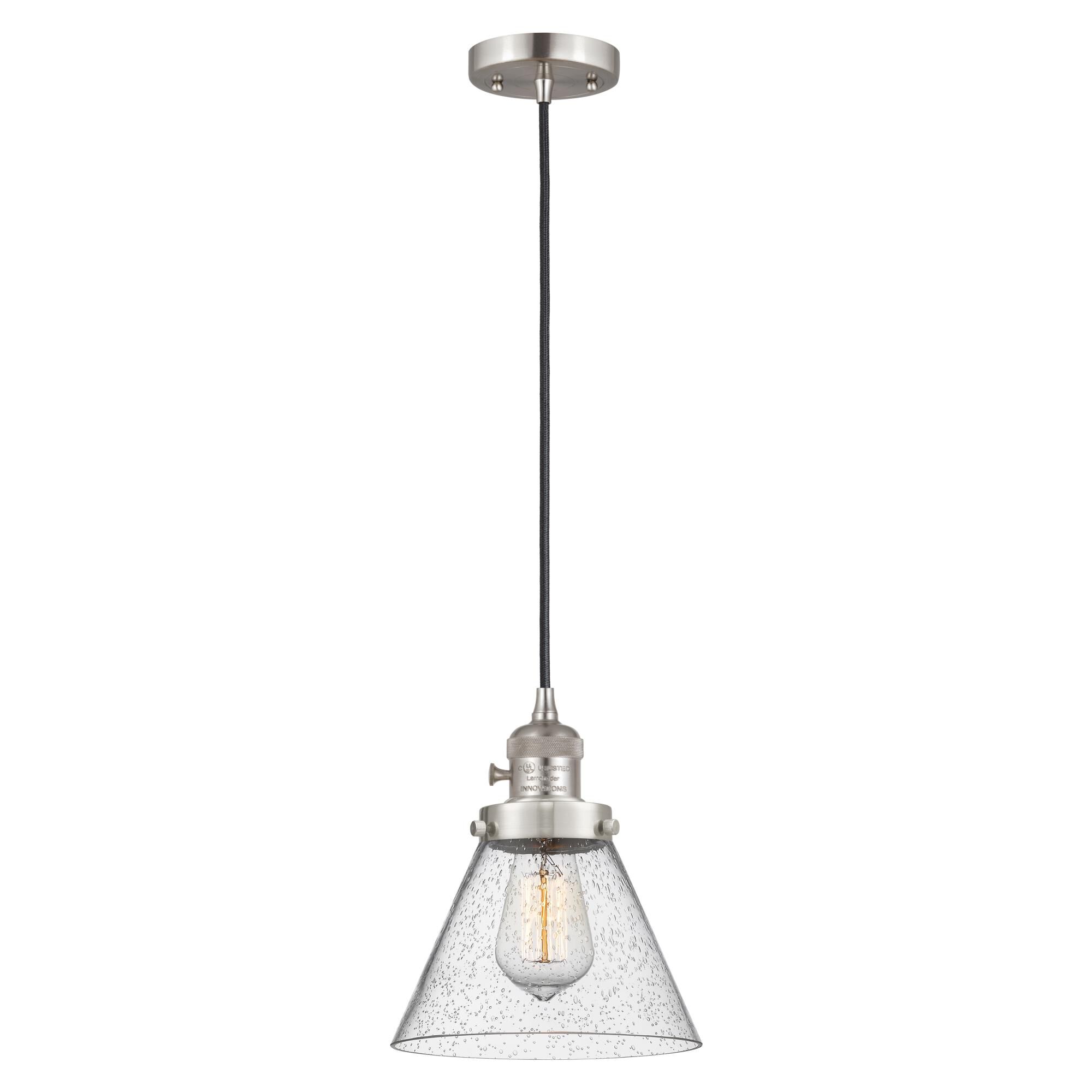 Shown in Brushed Satin Nickel finish and Seedy glass