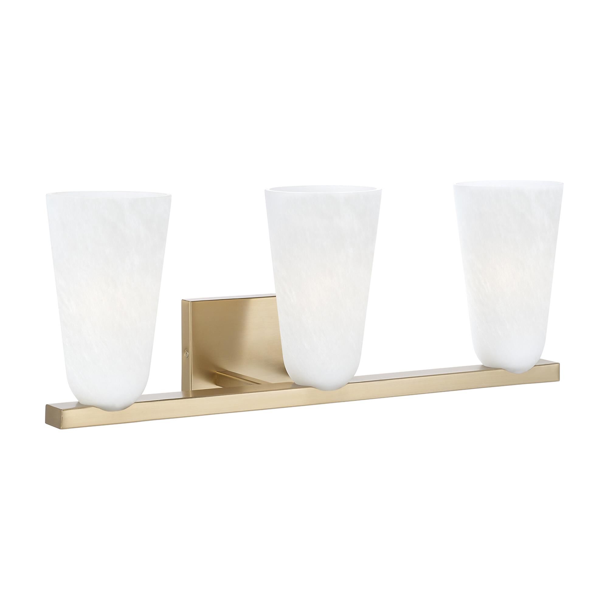 Shown in Matte Brass finish and Faux Alabaster glass