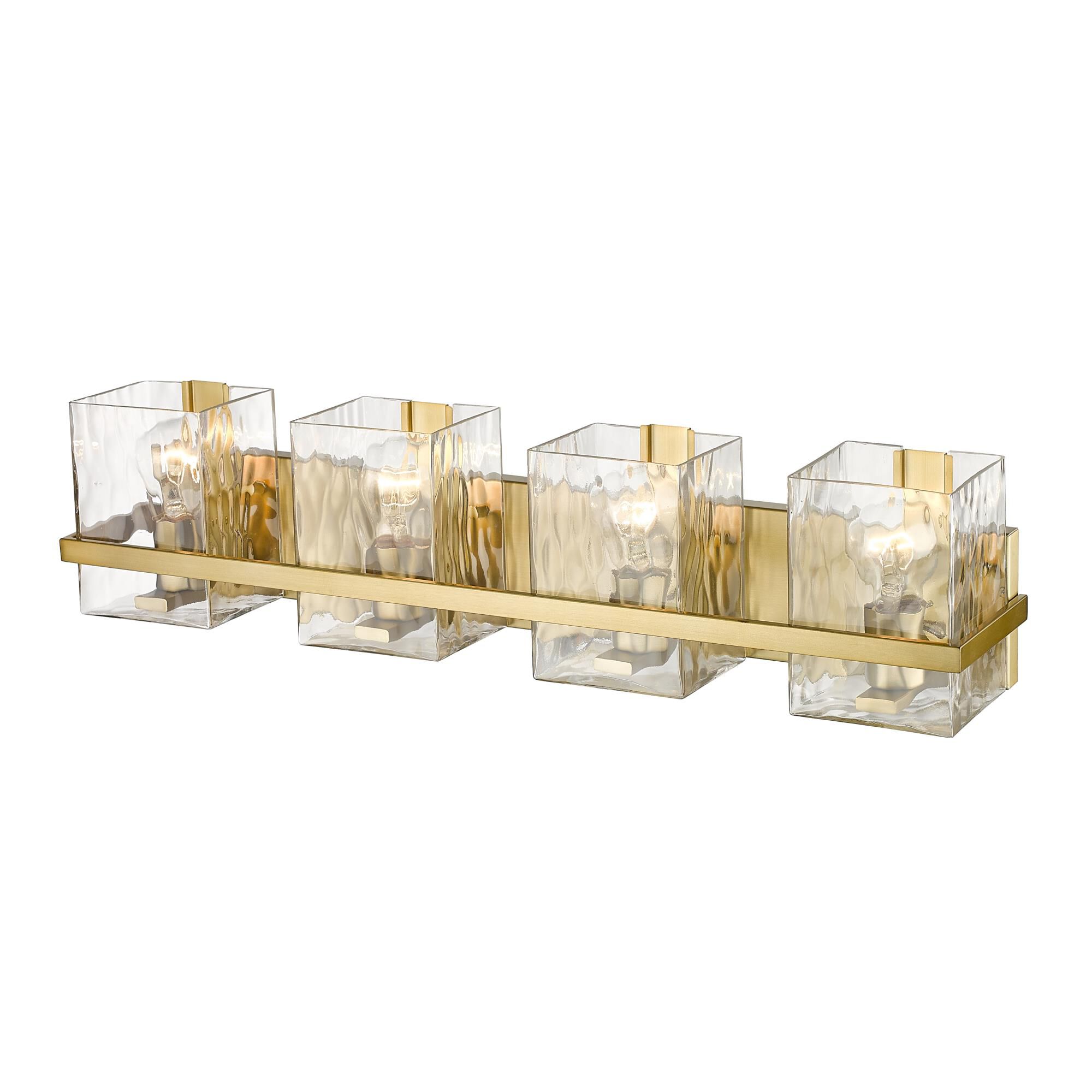Shown in Modern Gold finish and Glass shade