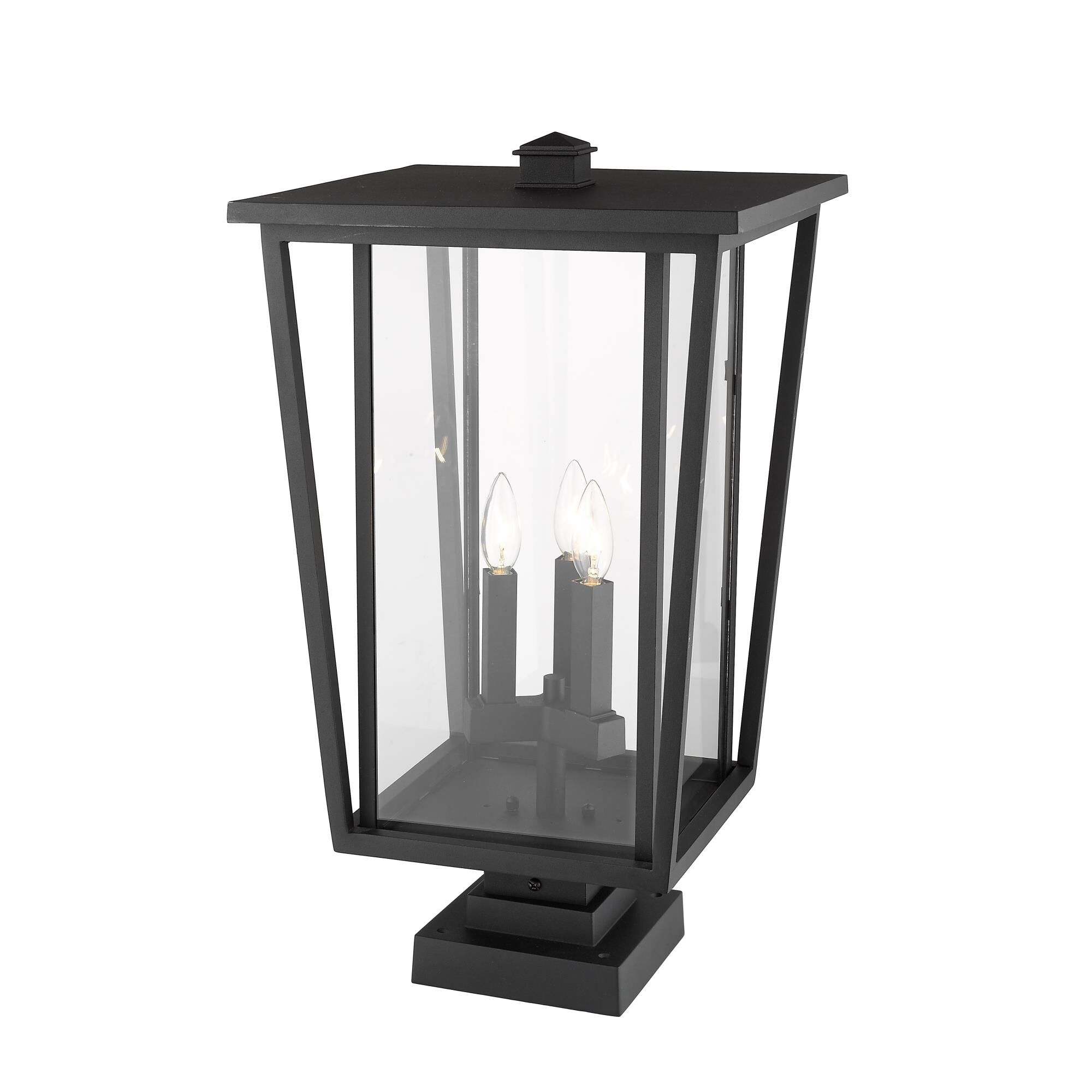 Shown in Black finish and Glass shade