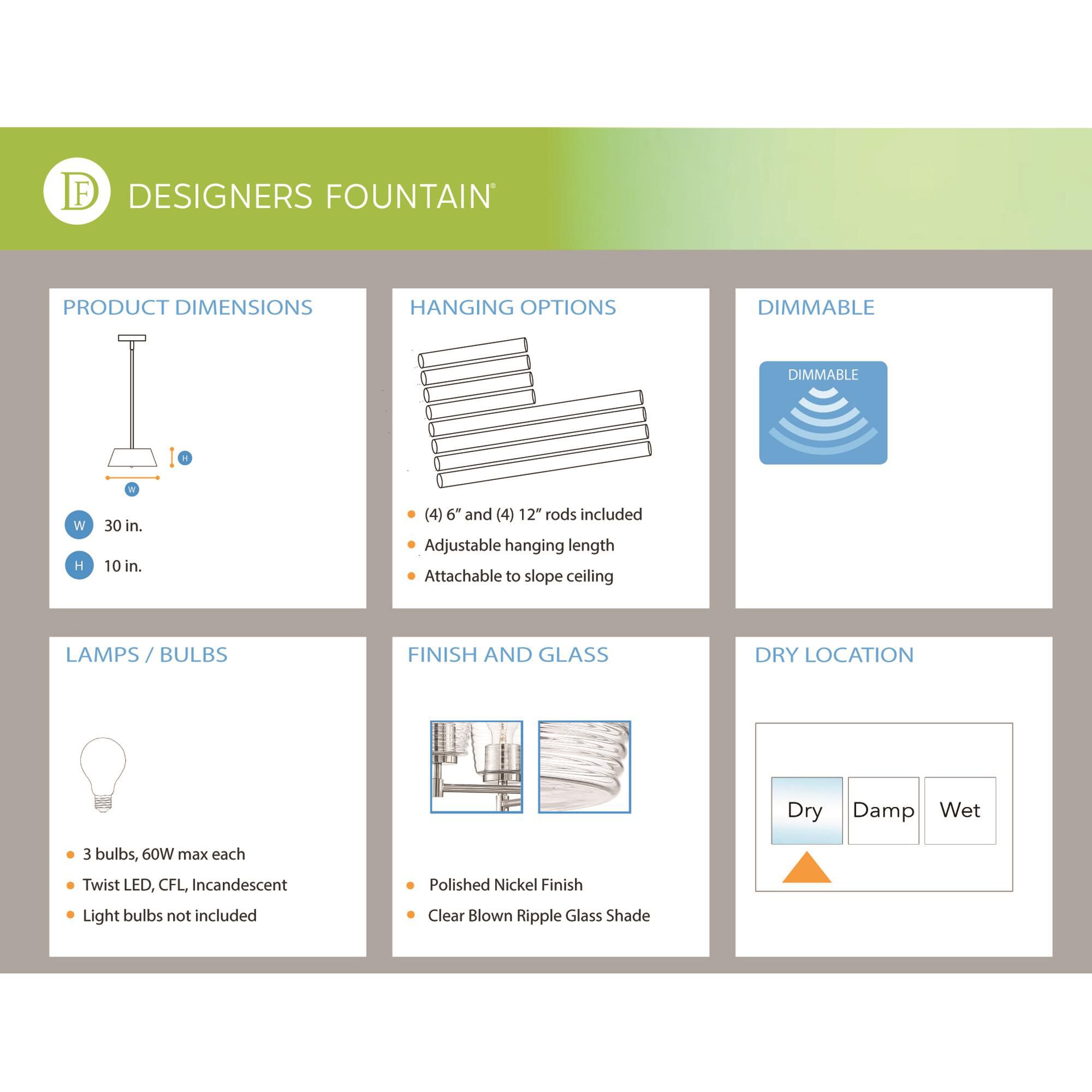 Ingo 30 Inch 3 Light Linear Suspension Light by Designers Fountain