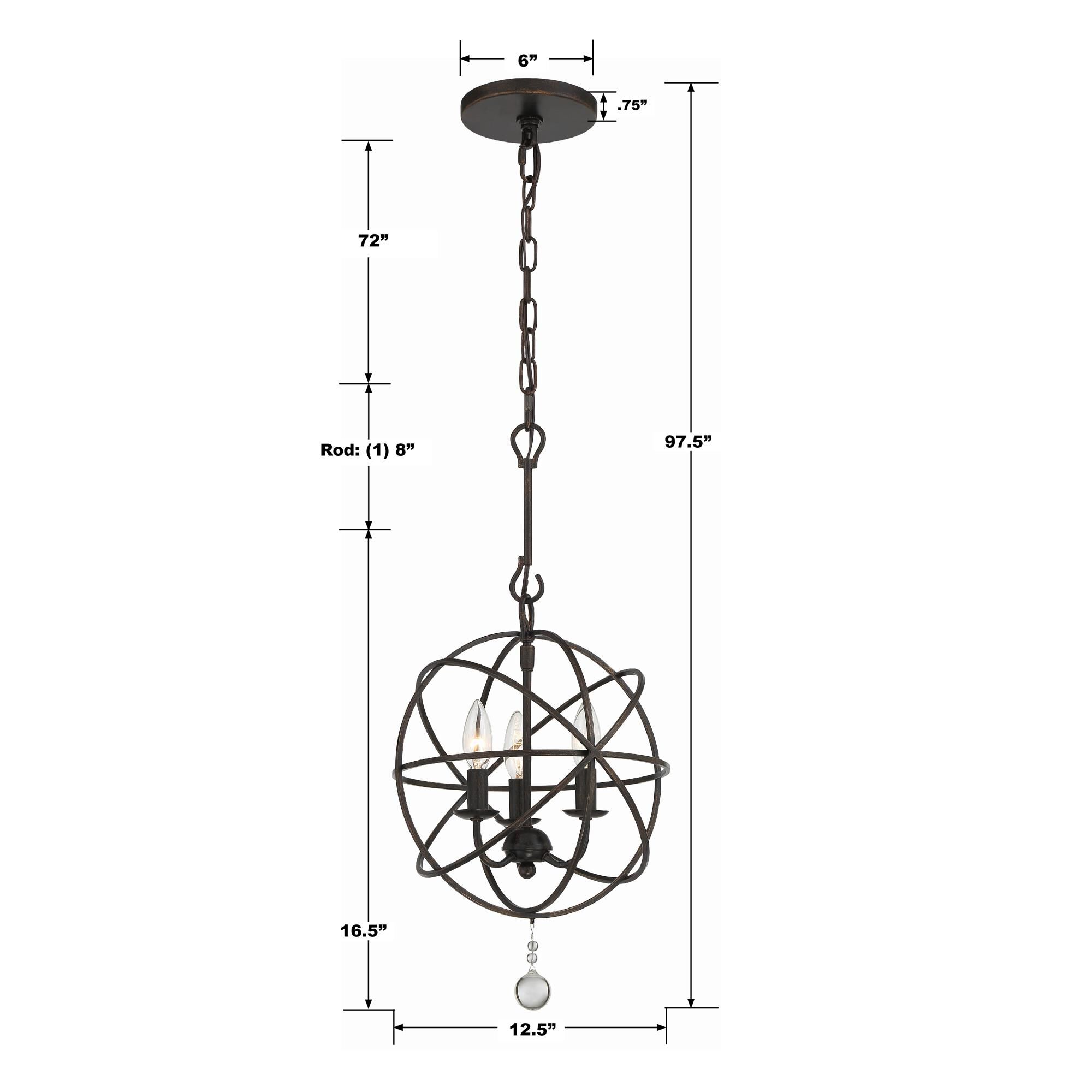 Shown in English Bronze finish and Clear Glass Drops crystal