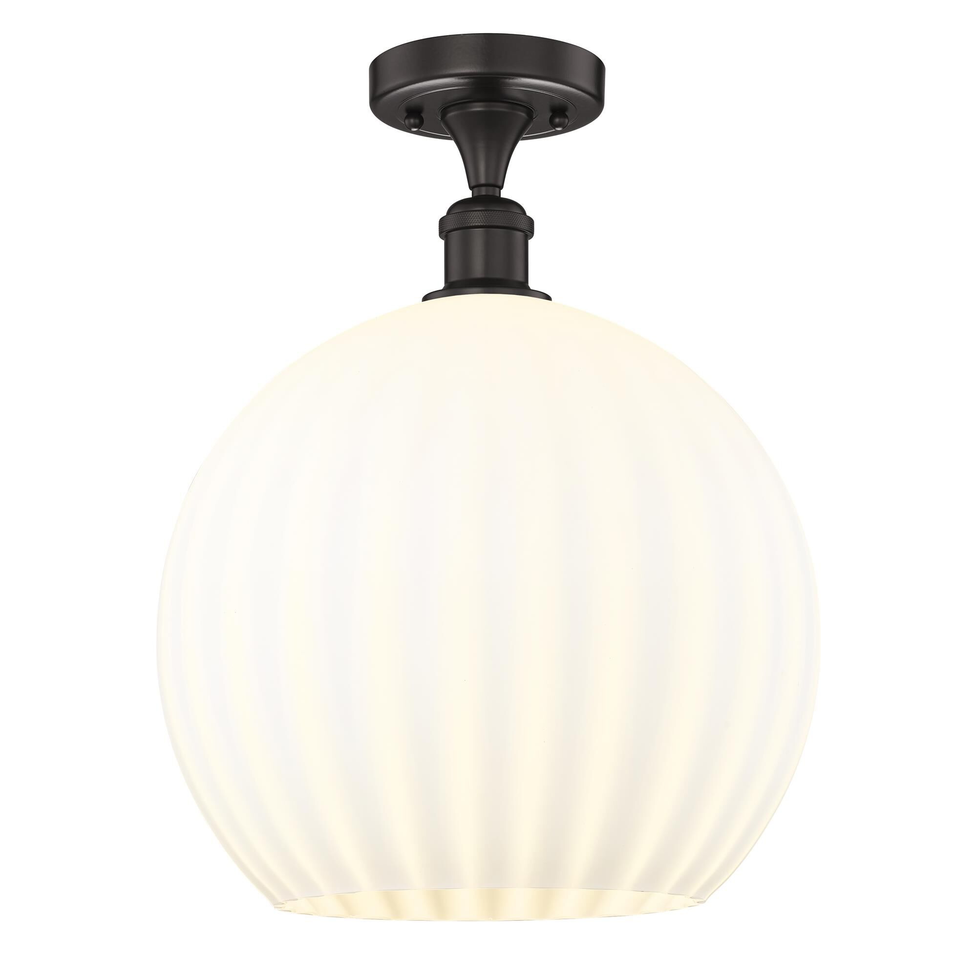 Shown in Oil Rubbed Bronze finish and White Venetian glass