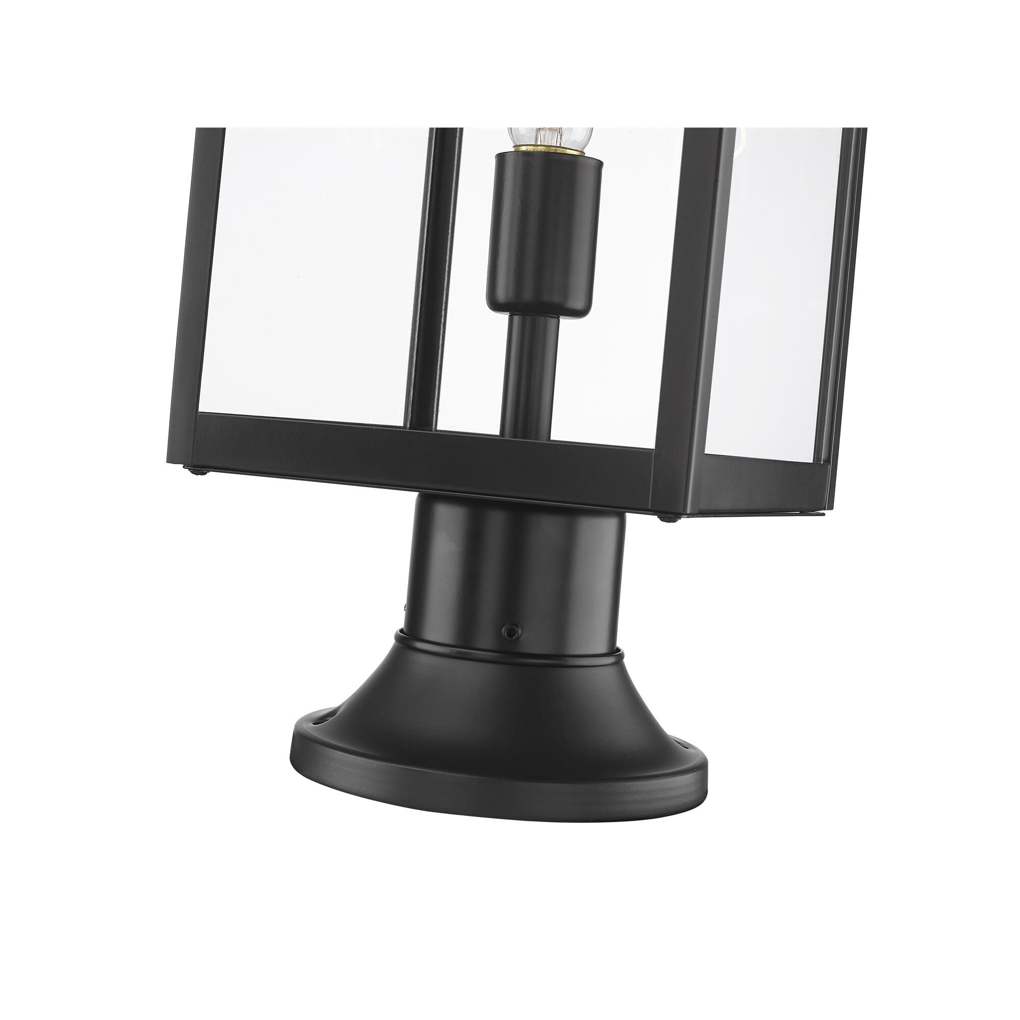 Shown in Black finish and Glass shade