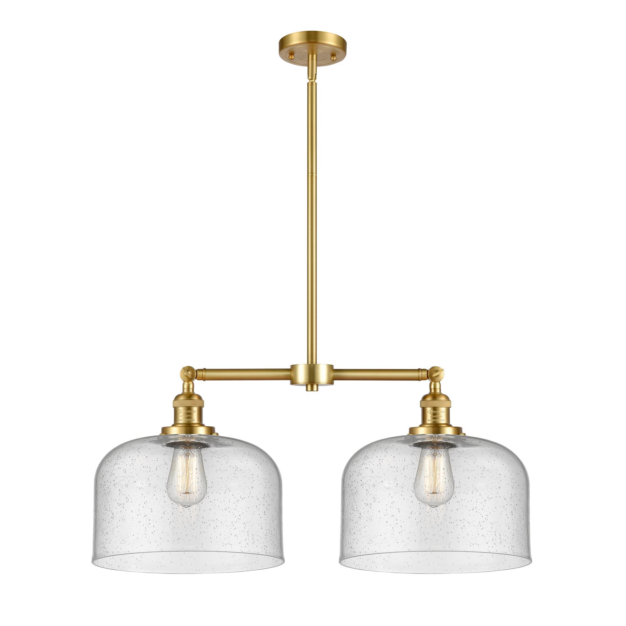 Shown in Satin Gold finish and Seedy X-Large Bell glass