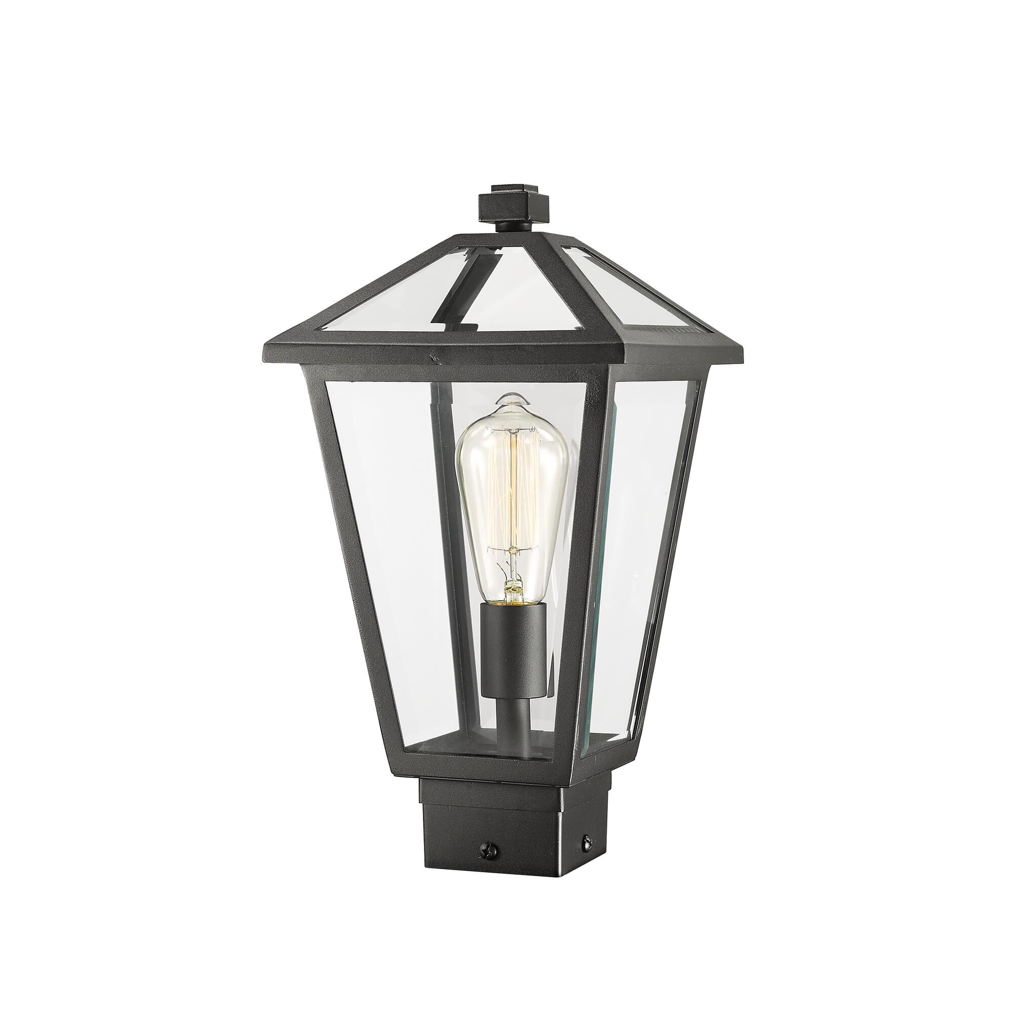 Shown in Black finish and Glass shade