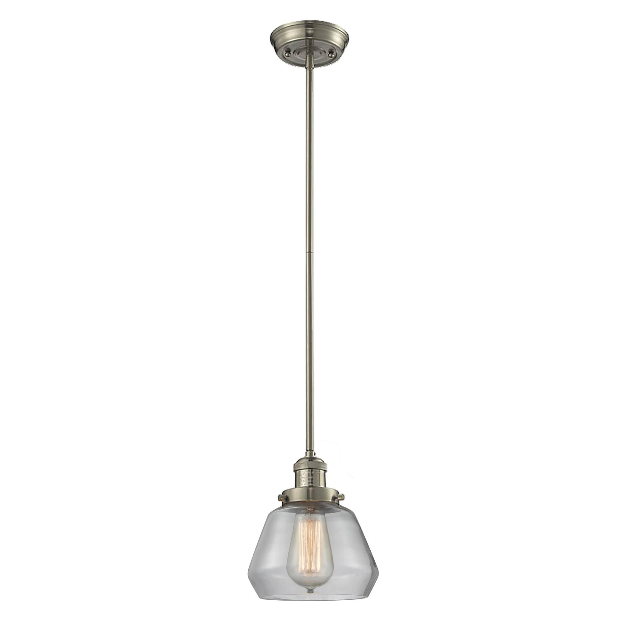 Shown in Brushed Satin Nickel finish and Clear glass