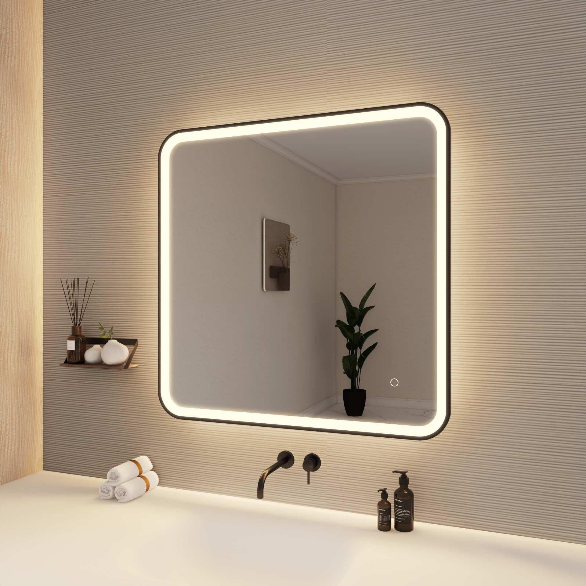 Harmoni 33 Inch Round LED Lighted Mirror by Elegant Decor