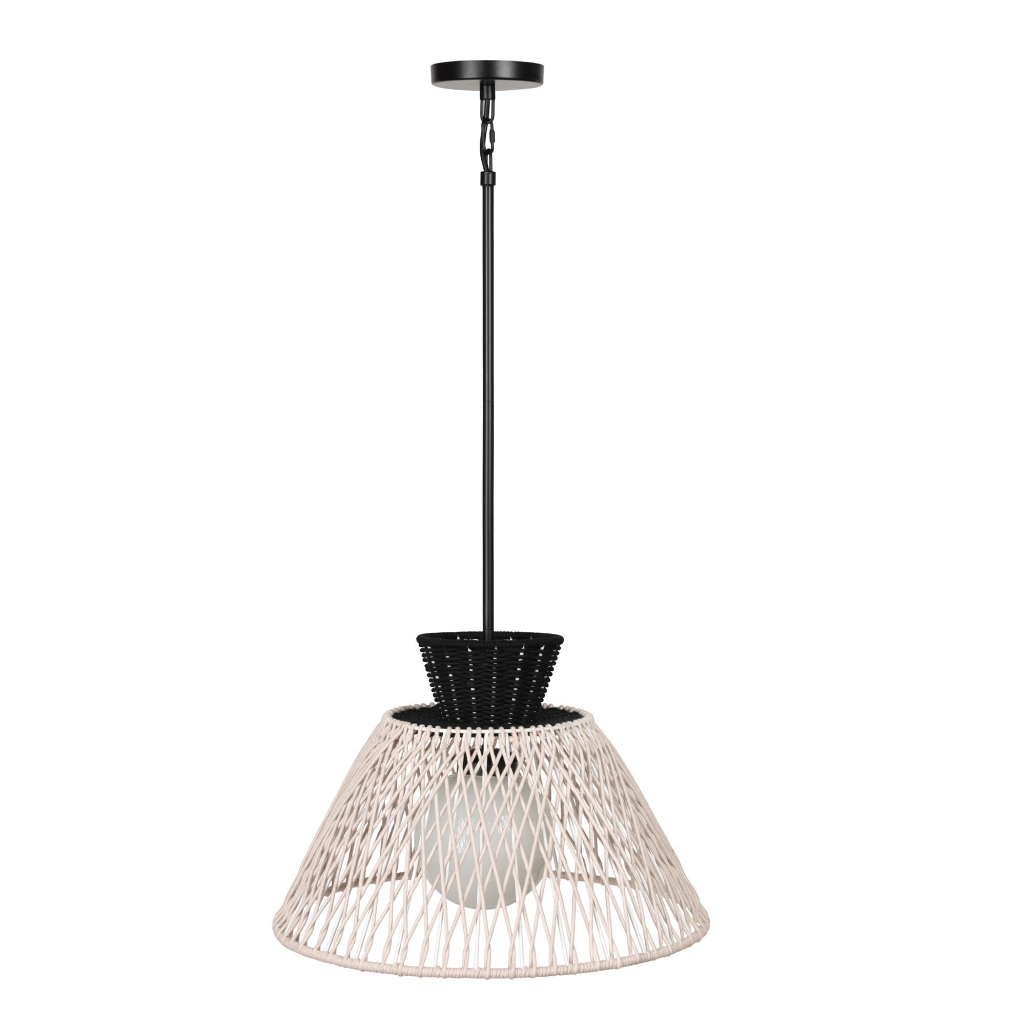 Shown in Black finish and Beige Rope shade