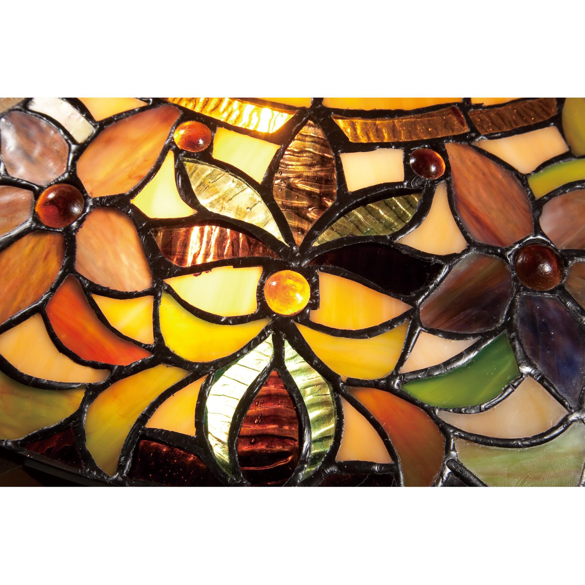 Shown in Vintage Bronze finish and Tiffany glass