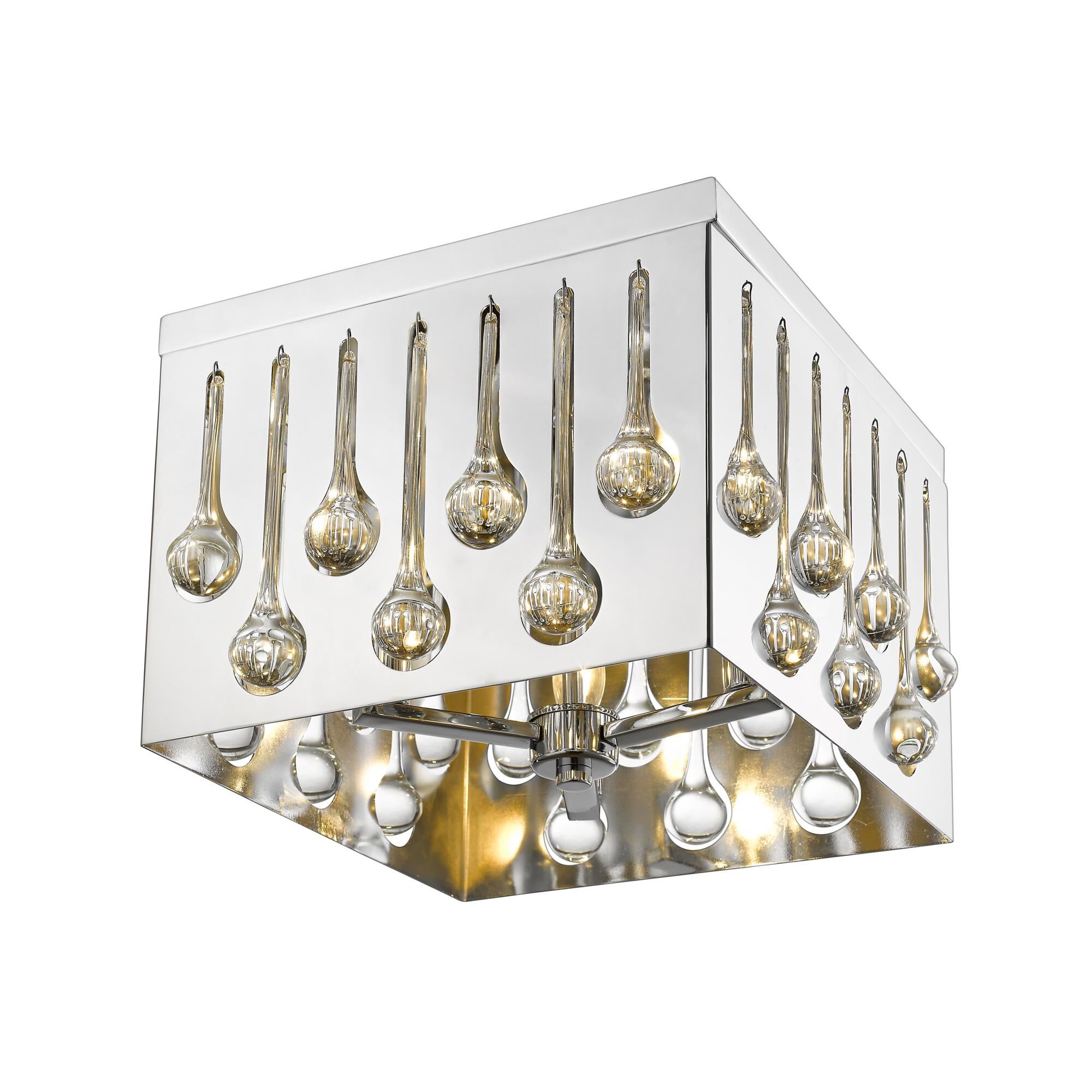 Shown in Chrome finish and Crystal + Steel glass and Crystal + Steel shade