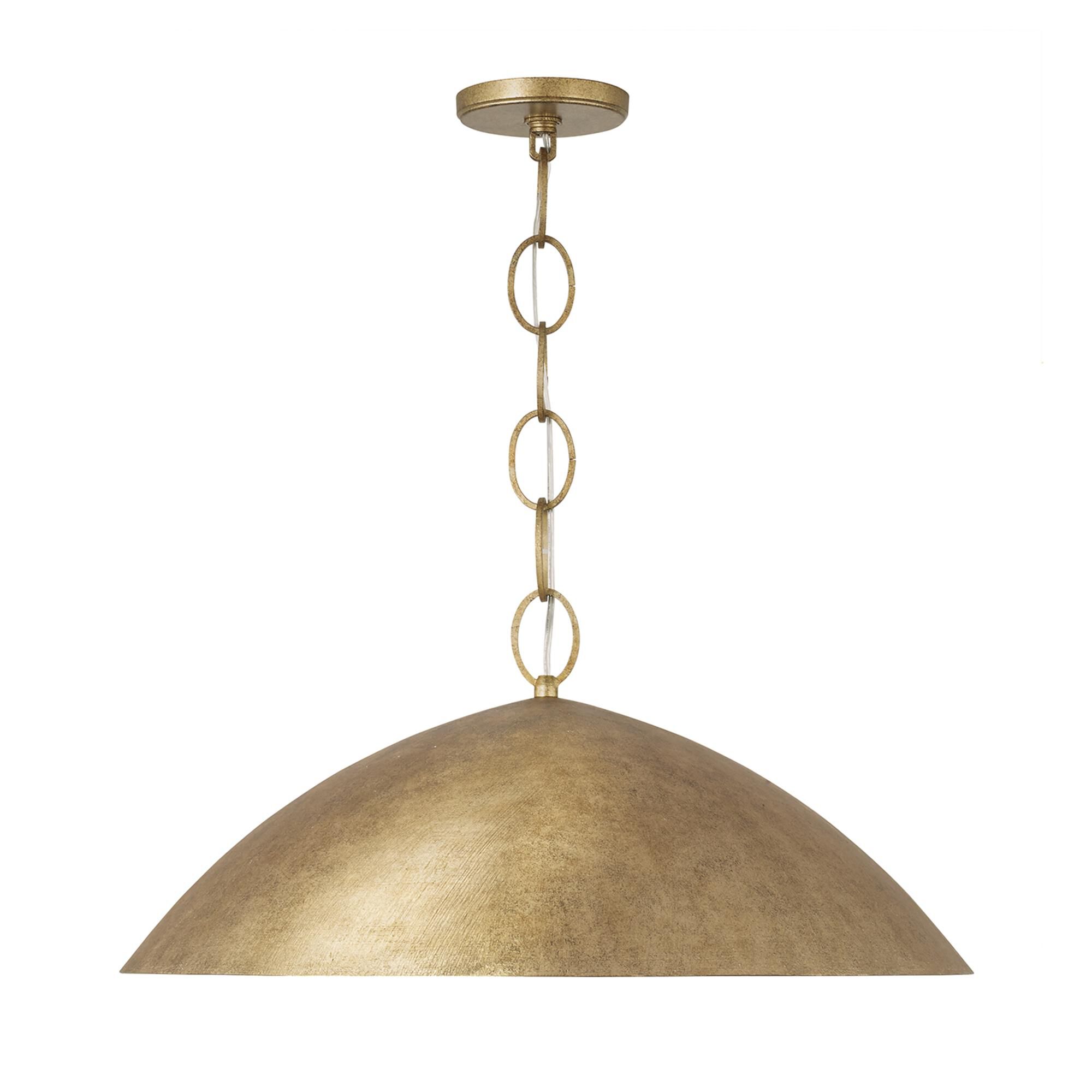 Shown in Feathered Gold finish and Textured Metal s shade