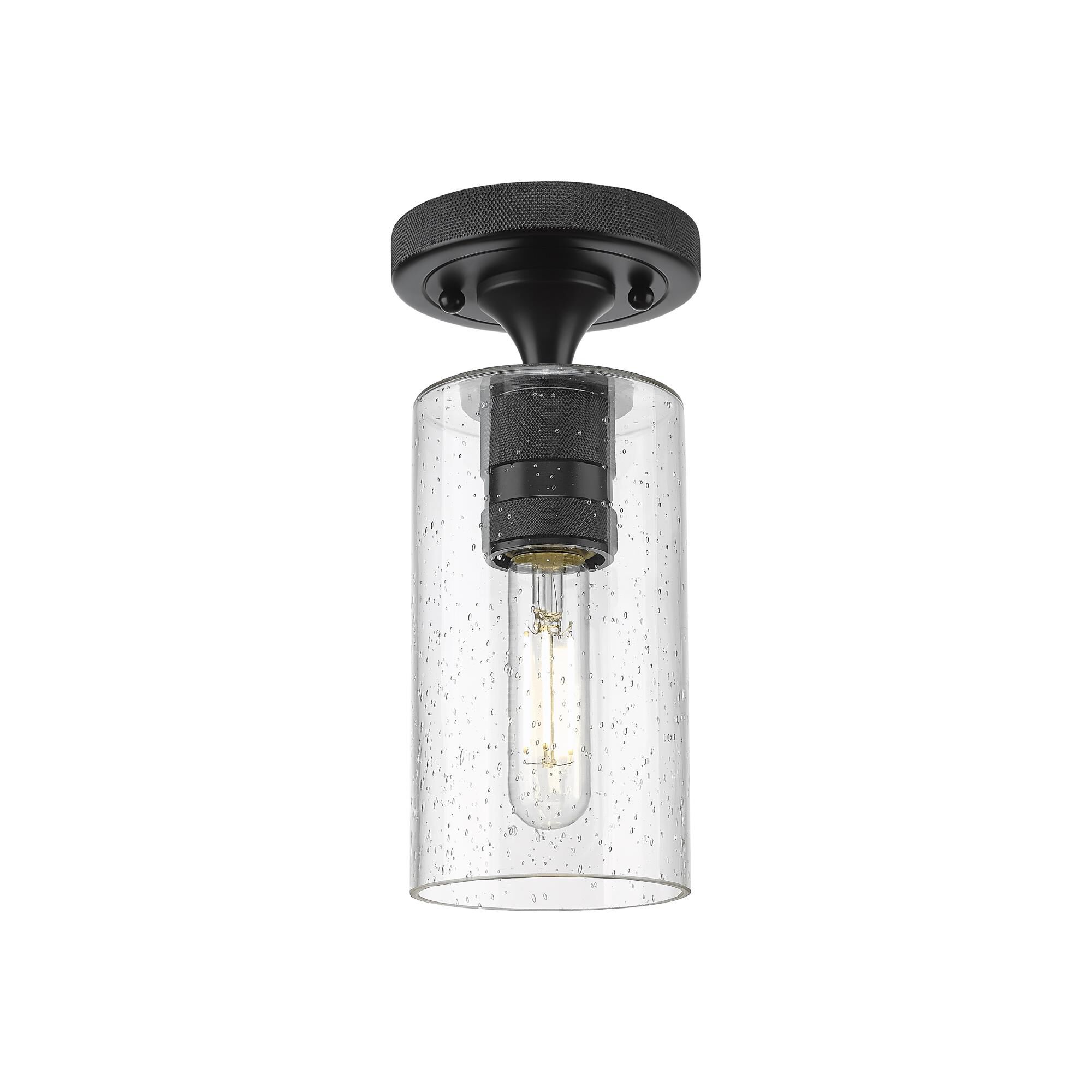 Shown in Matte Black finish and Seedy glass and Seedy Glass shade