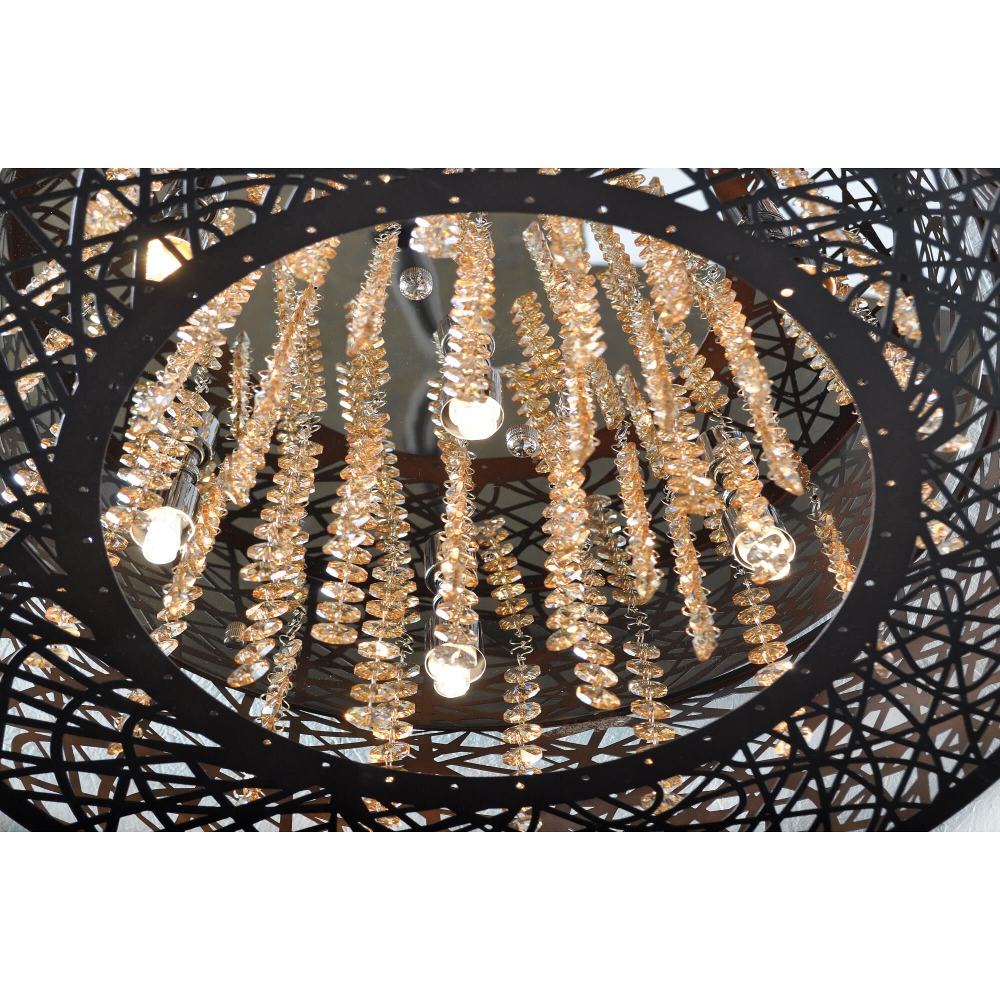 Shown in Bronze finish and Cognac crystal and Cognac glass and Metal shade