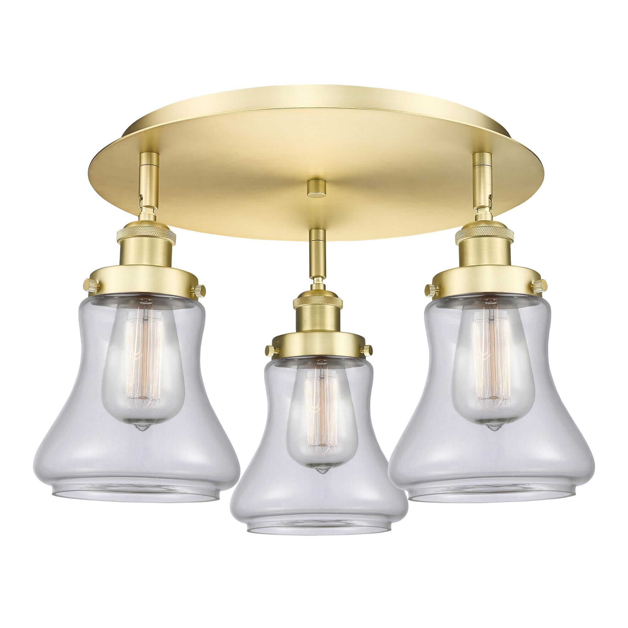 Shown in Satin Gold finish and Clear glass