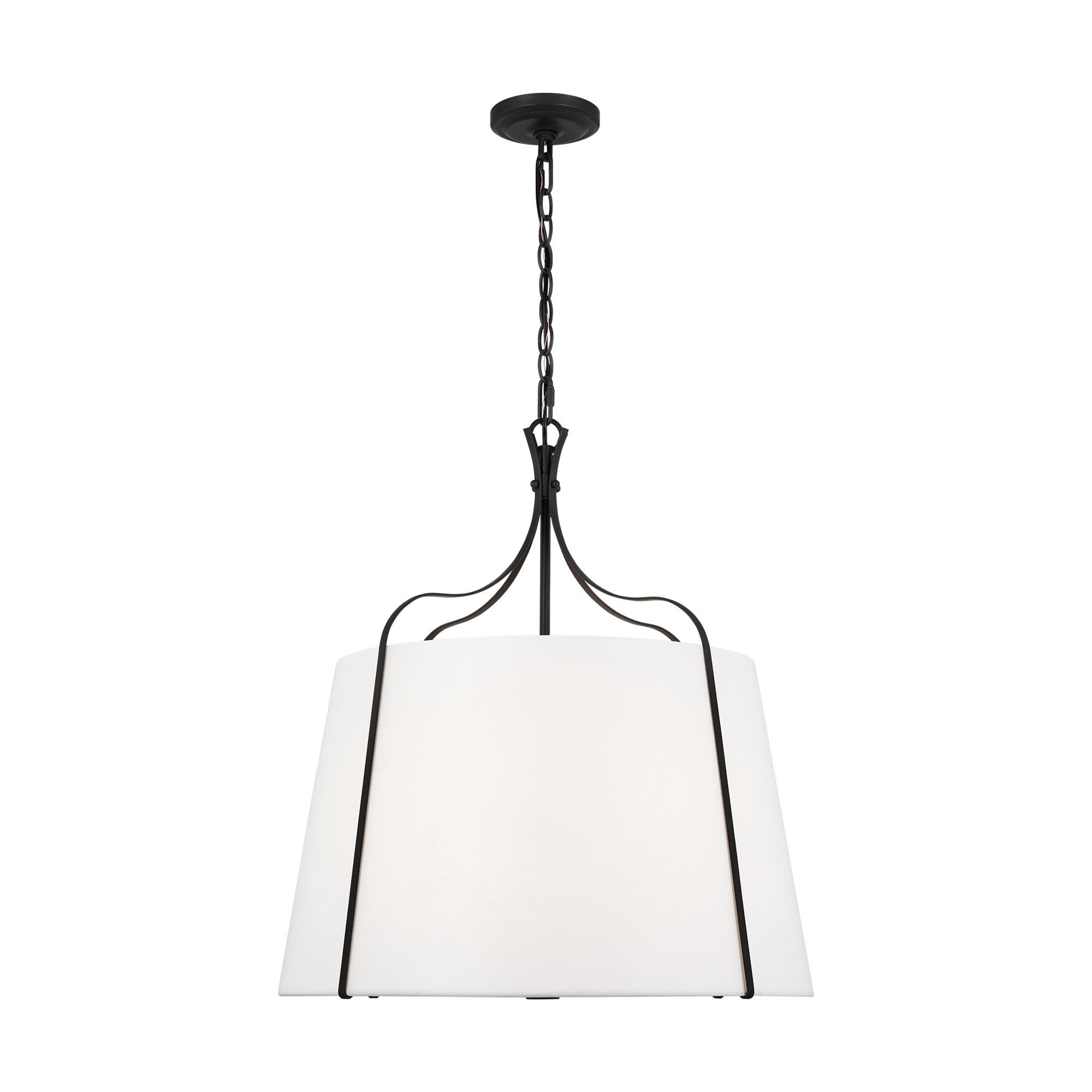 Shown in Smith Steel finish and White LinenLinen shade