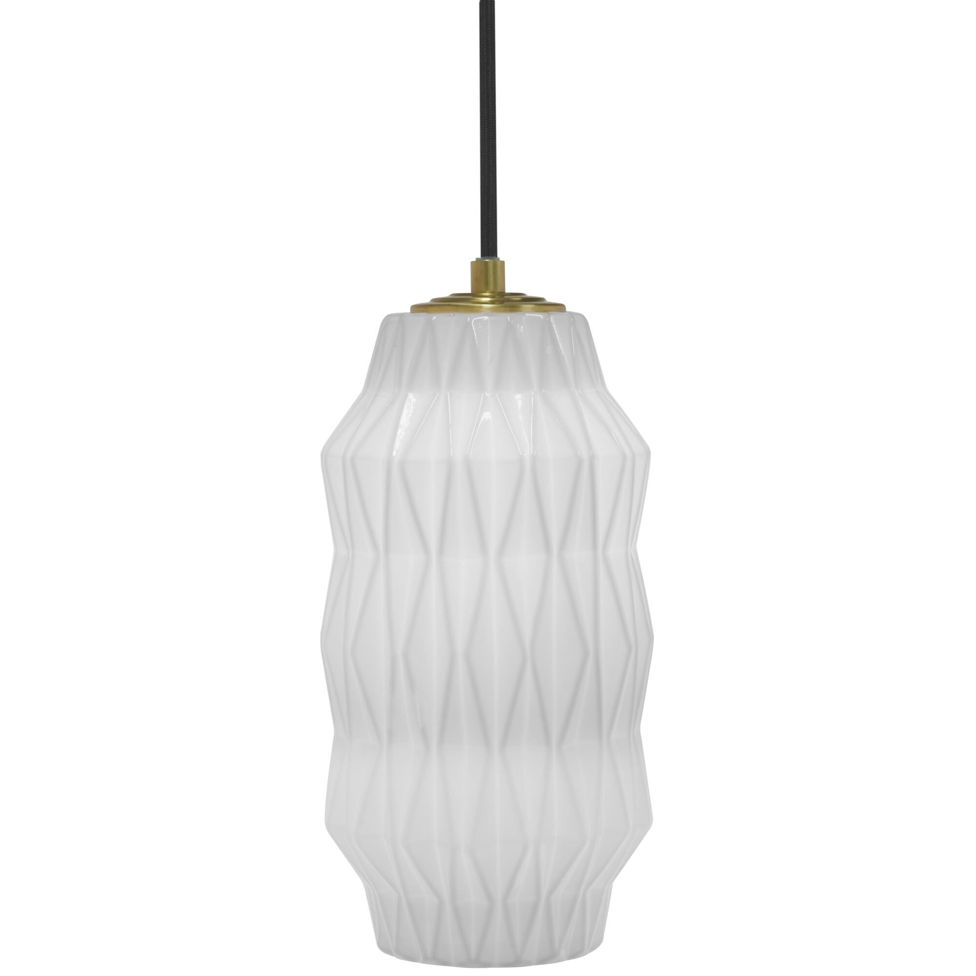 Shown in Brass finish and White glass