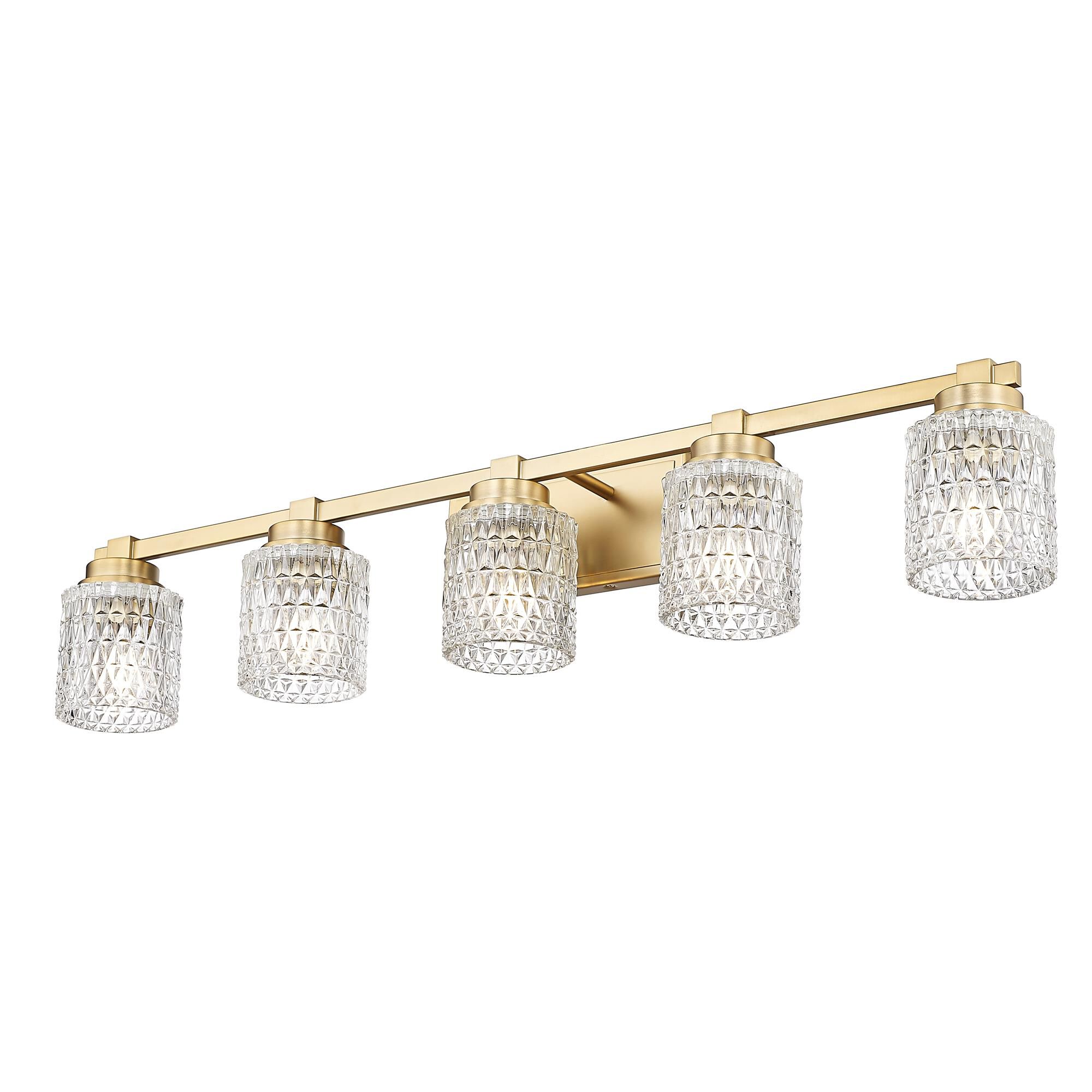 Shown in Modern Gold finish and Clear Diamond glass