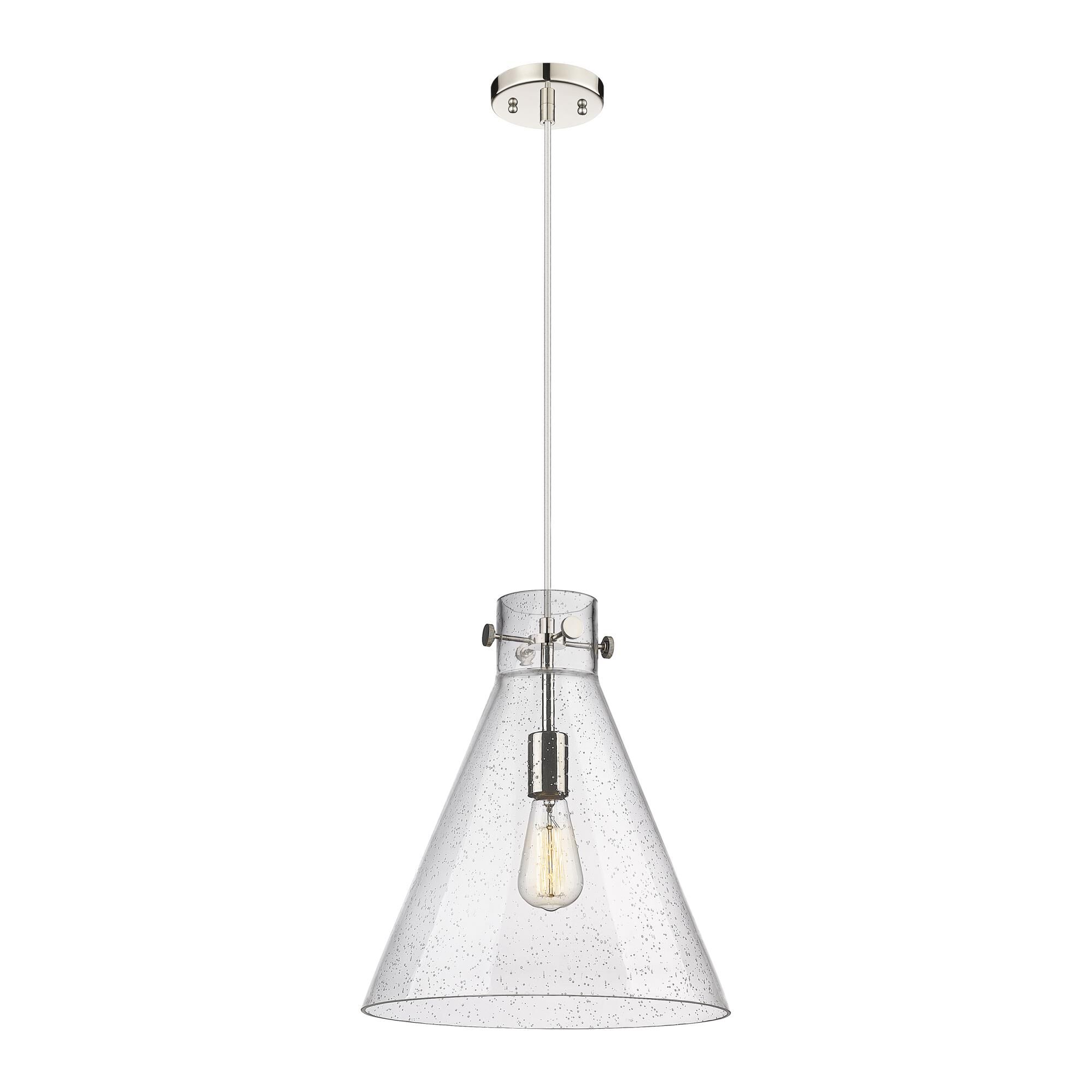 Shown in Polished Nickel finish and Seedy glass