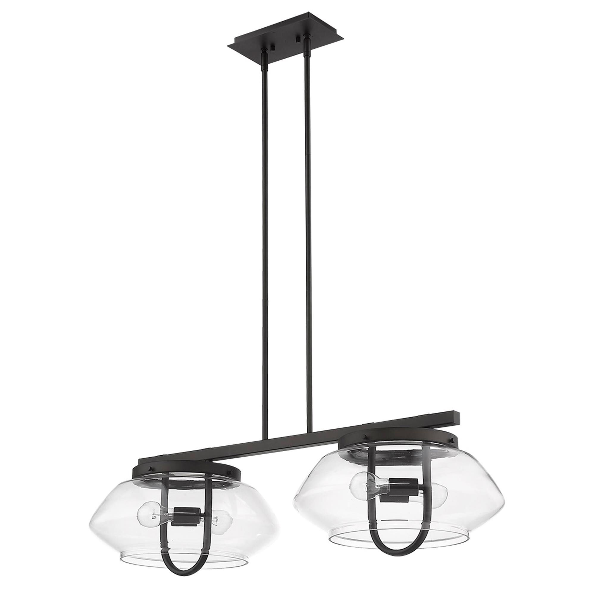 Shown in Oil-Rubbed Bronze finish and Clear glass and Clear Glass Drum shade