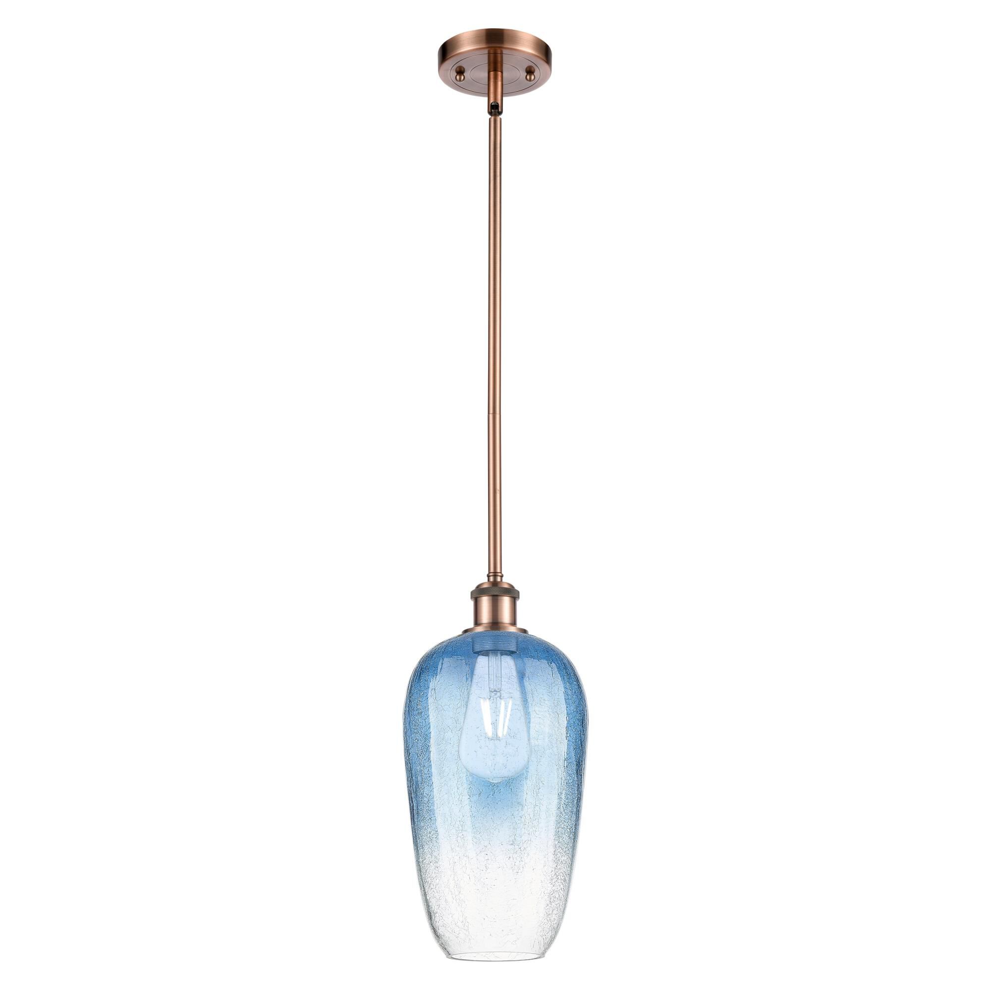 Shown in Antique Copper finish and Sapphire Blue glass