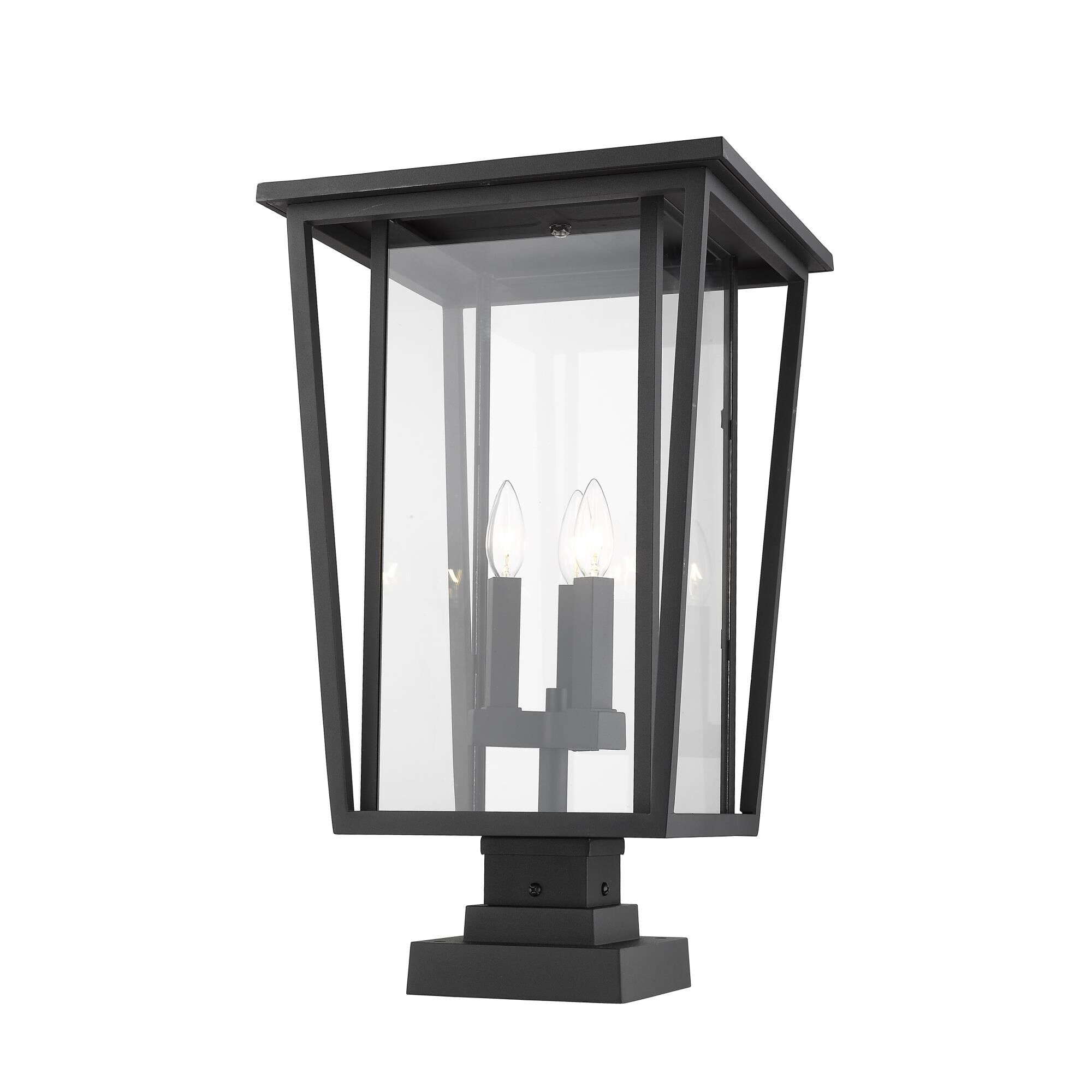 Shown in Black finish and Glass shade