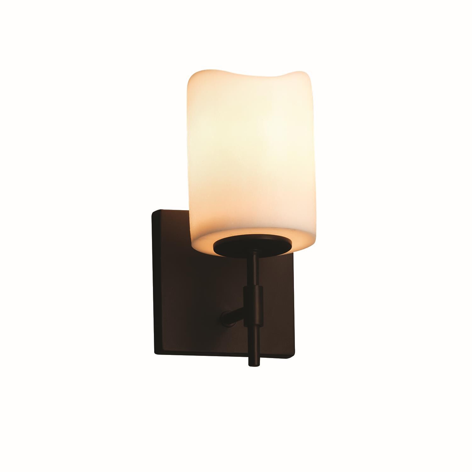 Shown in Dark Bronze finish and Cream Faux Candle Resin glass and Cylinder with Melted Rim accent