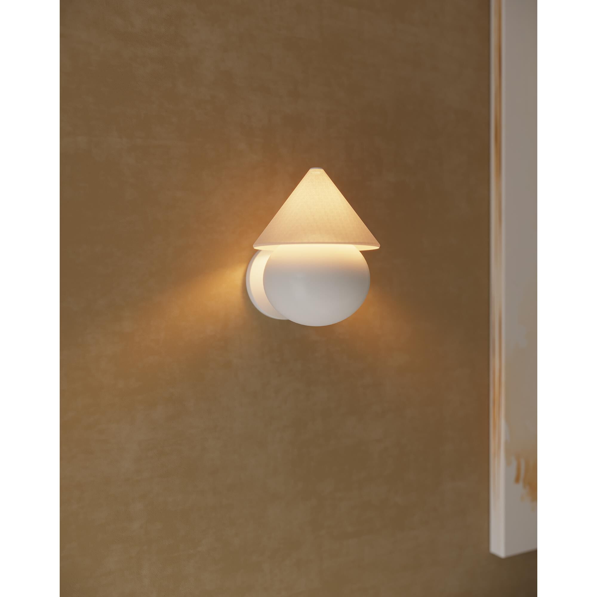 Shown in Antique White finish and White Linen shade