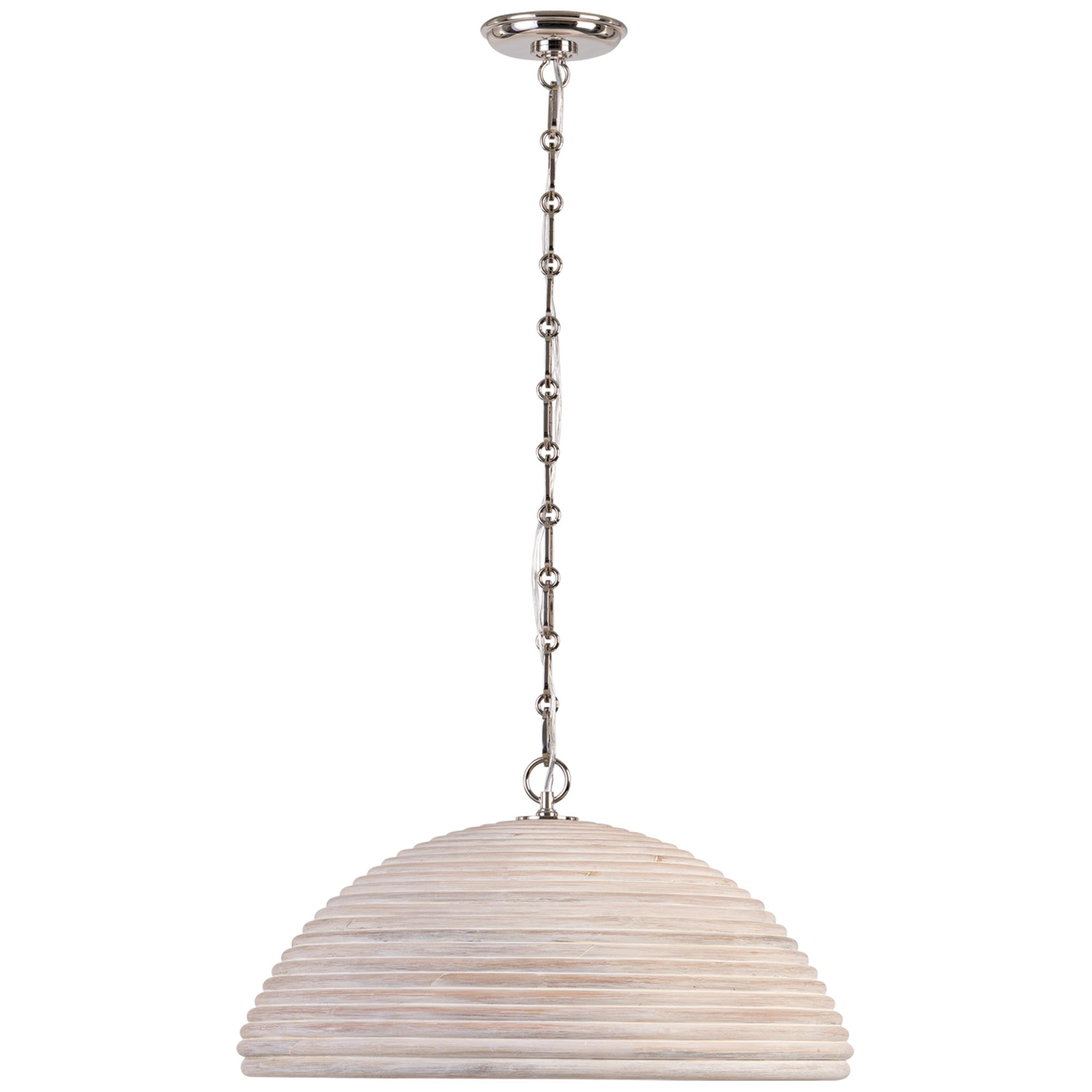Shown in Polished Nickel finish and Ash Rattan shade