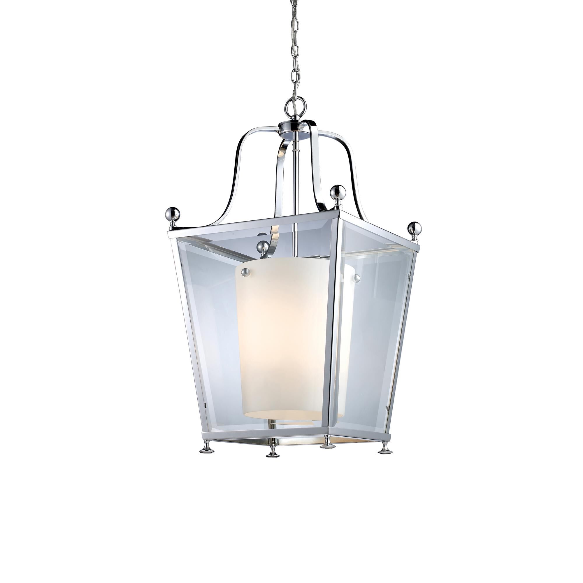 Shown in Chrome finish and Glass shade