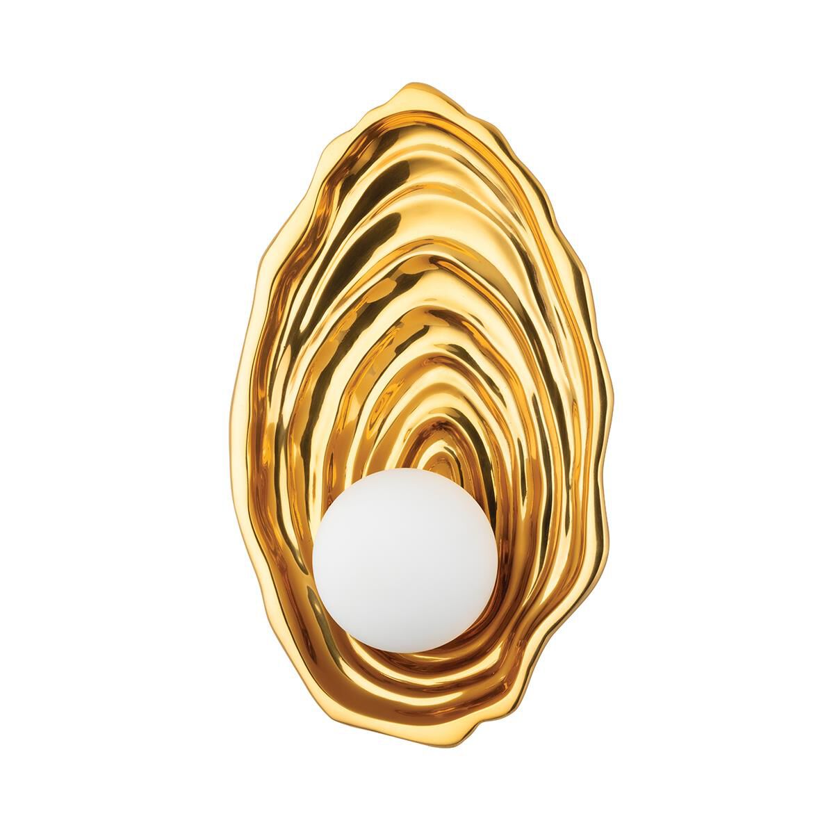 Shown in Vintage Polished Brass finish and Opal Matte glass