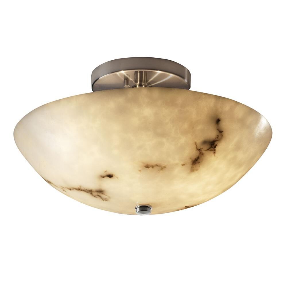 Shown in Brushed Nickel finish and Faux Alabaster Resin glass and Round Bowl accent