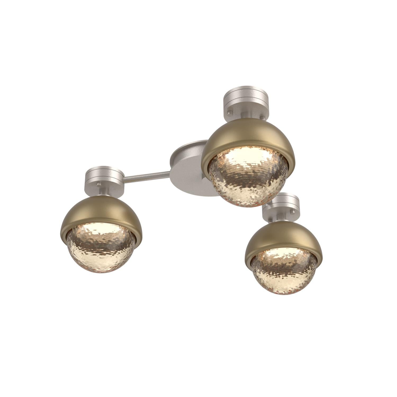 Shown in Beige Silver finish and Amber glass and Gilded Brass accent