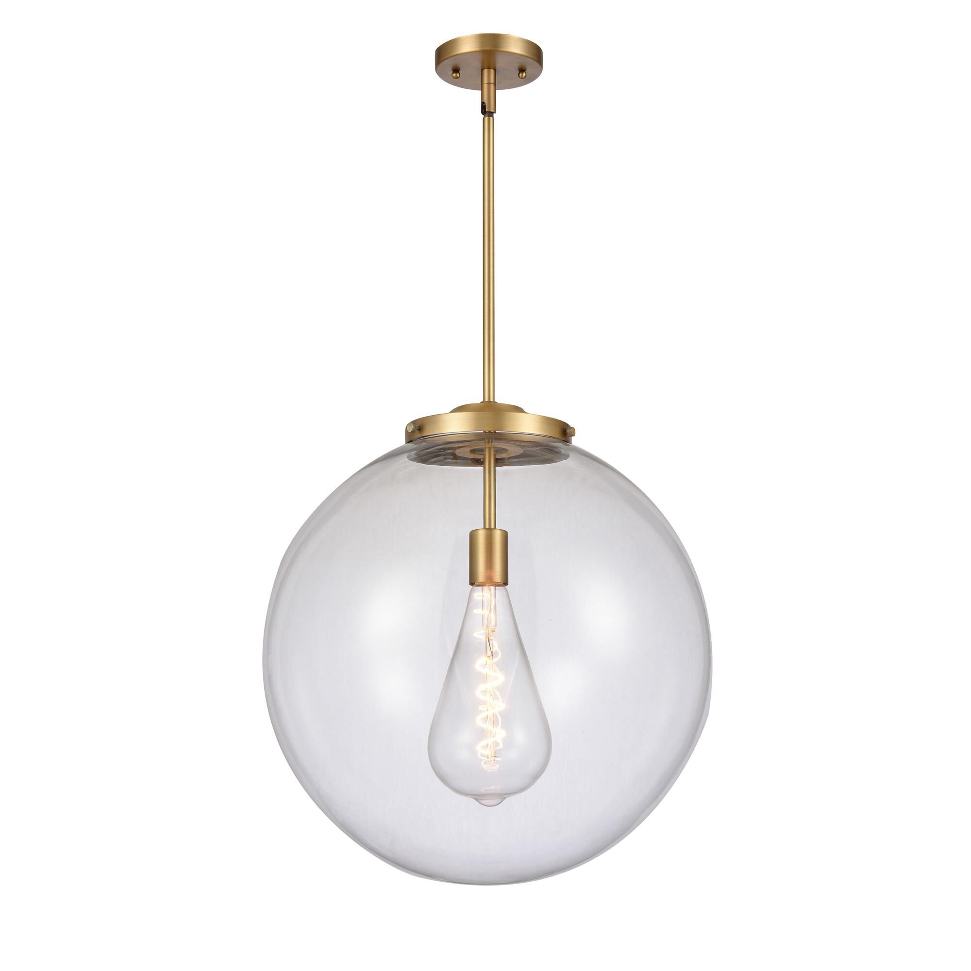 Shown in Brushed Brass finish and Clear Beacon glass