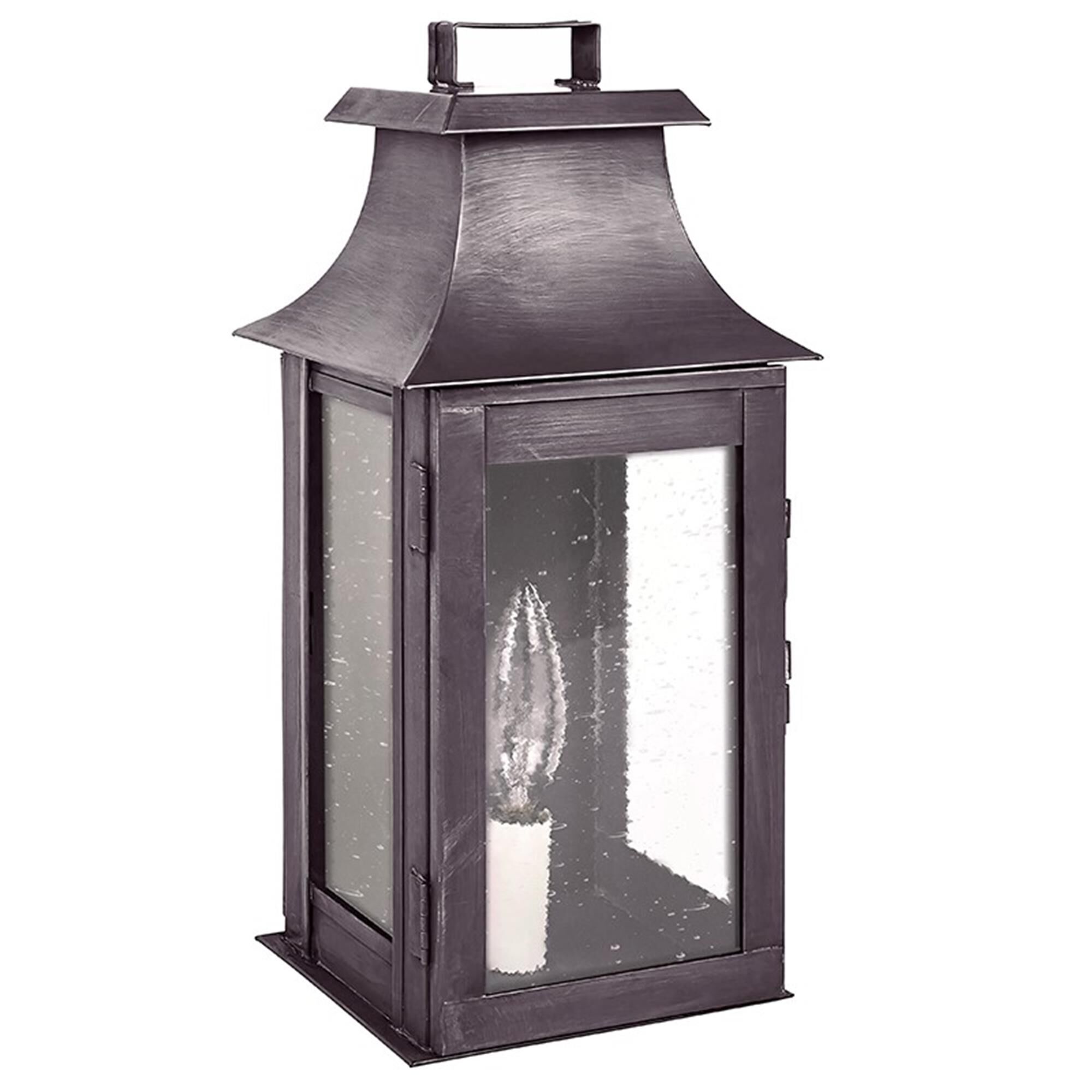 Shown in Dark Brass finish and Clear Seedy glass