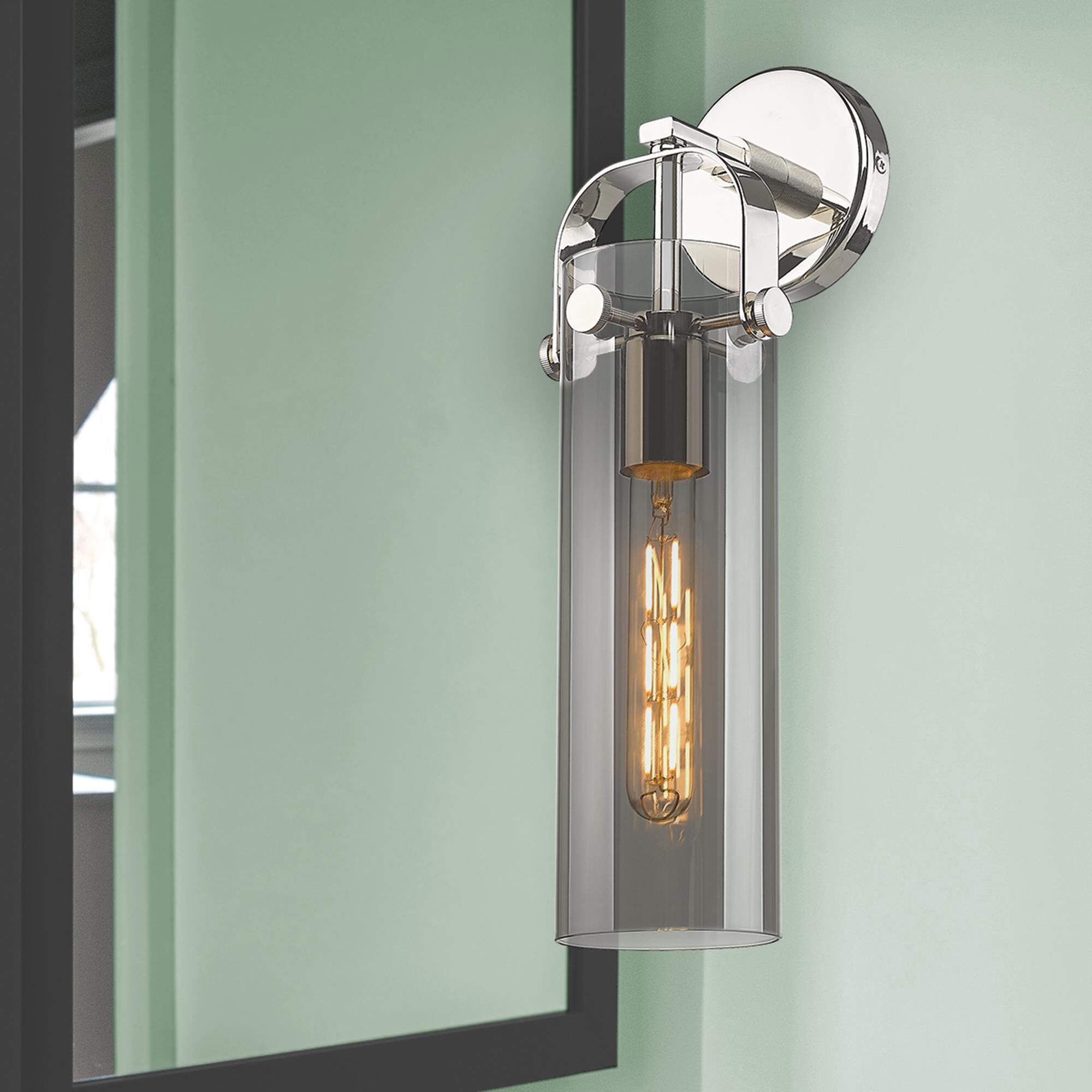 Shown in Polished Nickel finish and Plated Smoke glass