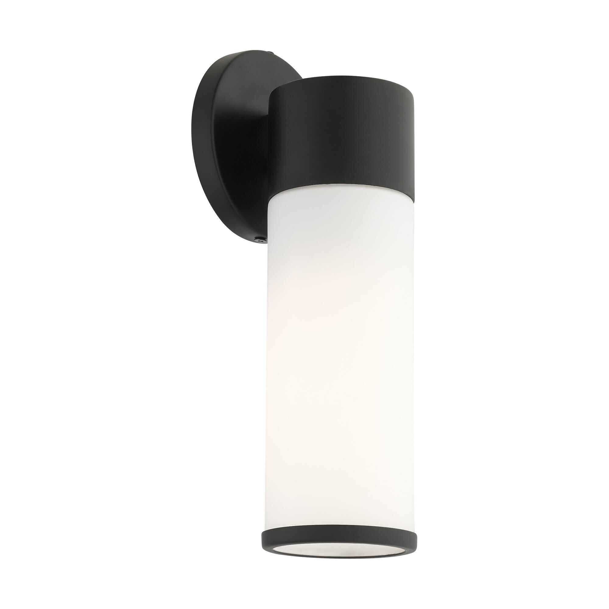Shown in Black finish and Satin Opal White glass