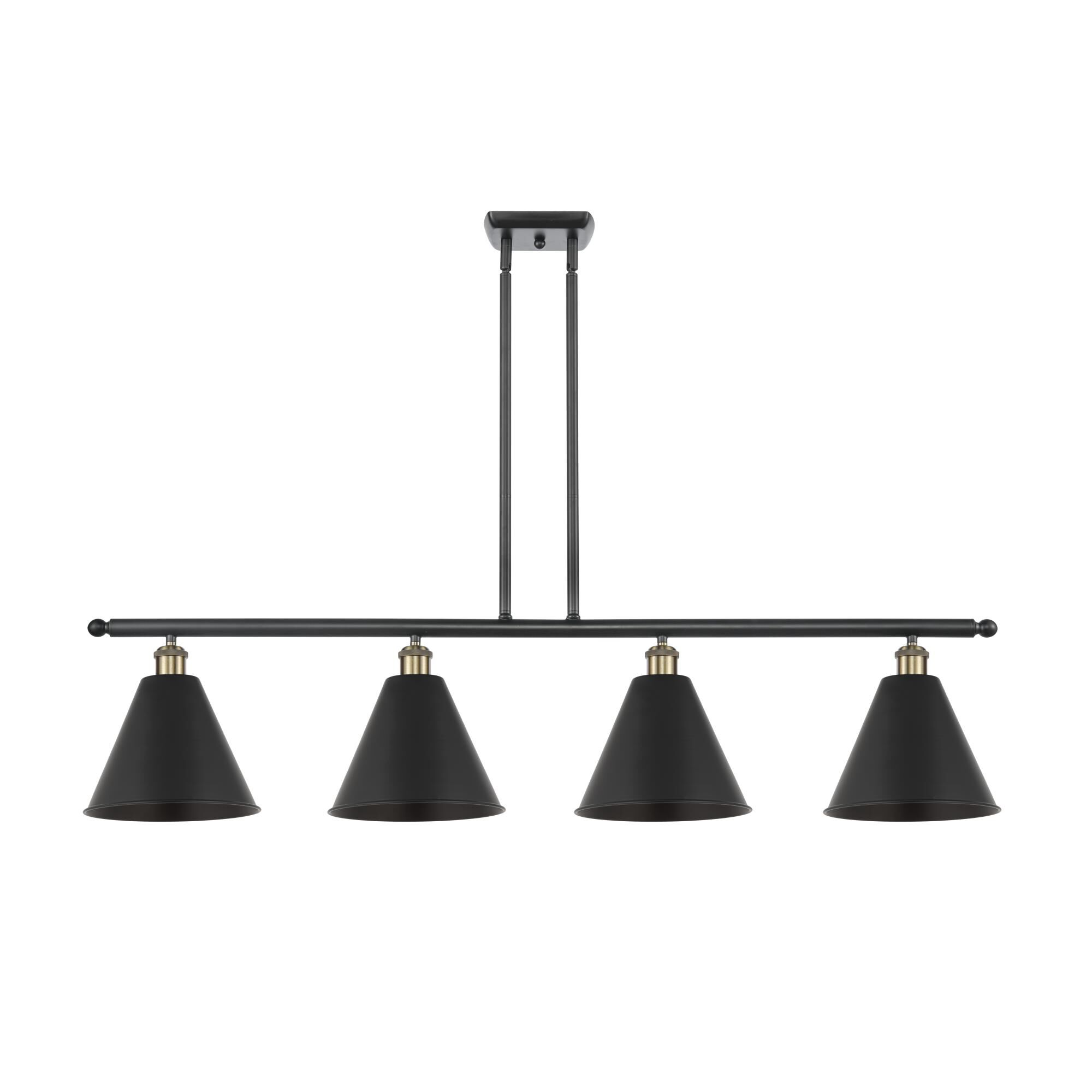 Shown in Black Antique Brass finish and Matte Black Ballston Cone shade