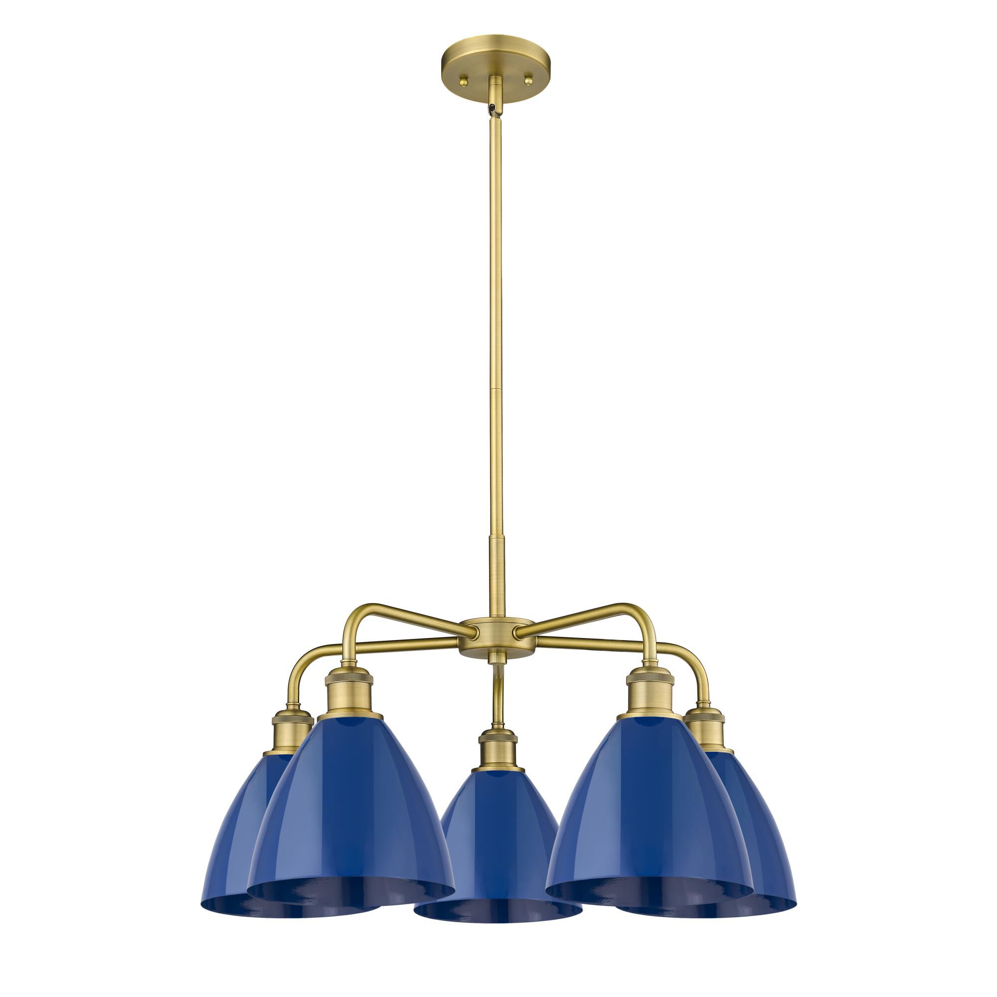 Shown in Brushed Brass finish and Blue shade