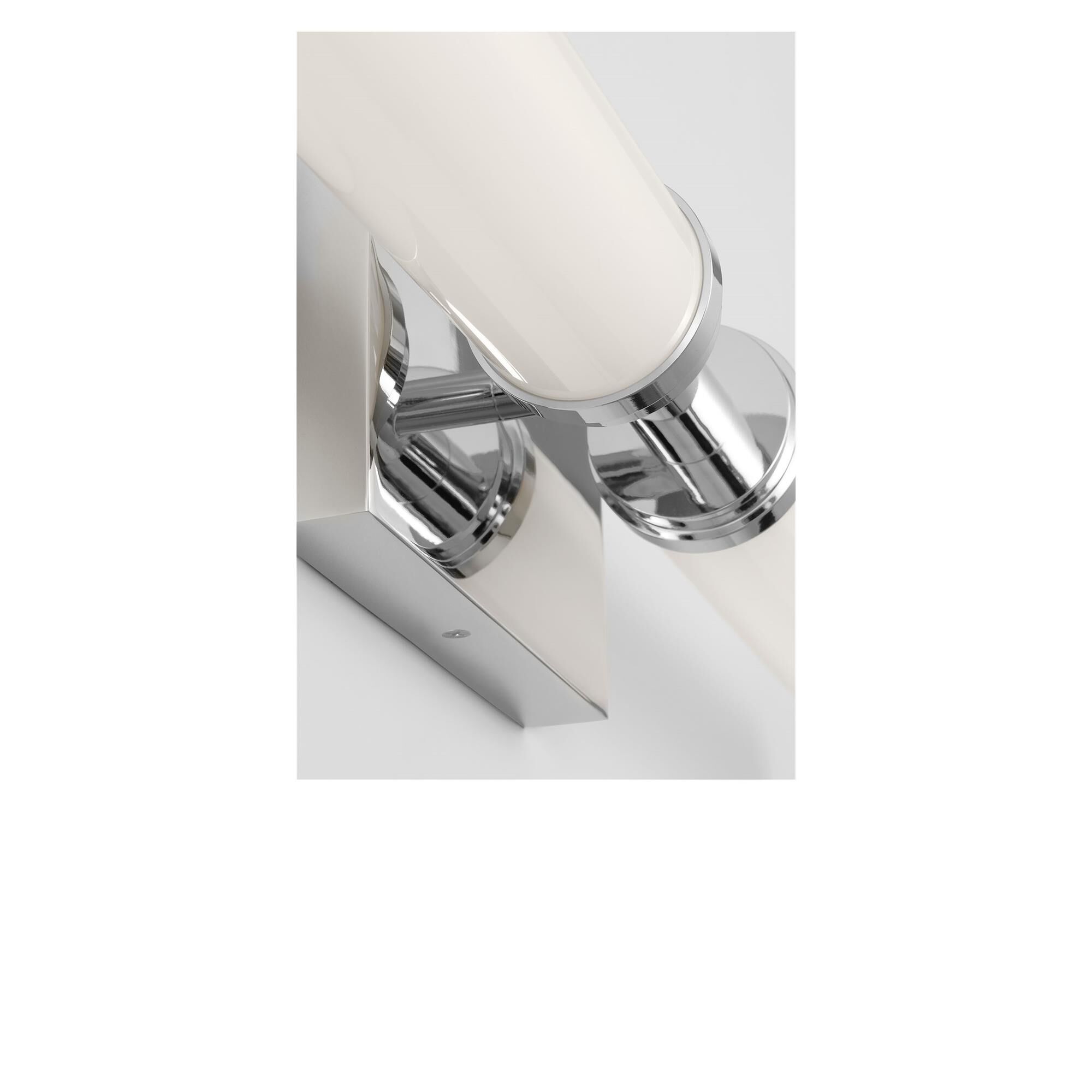 Shown in Chrome finish and White Acrylic shade